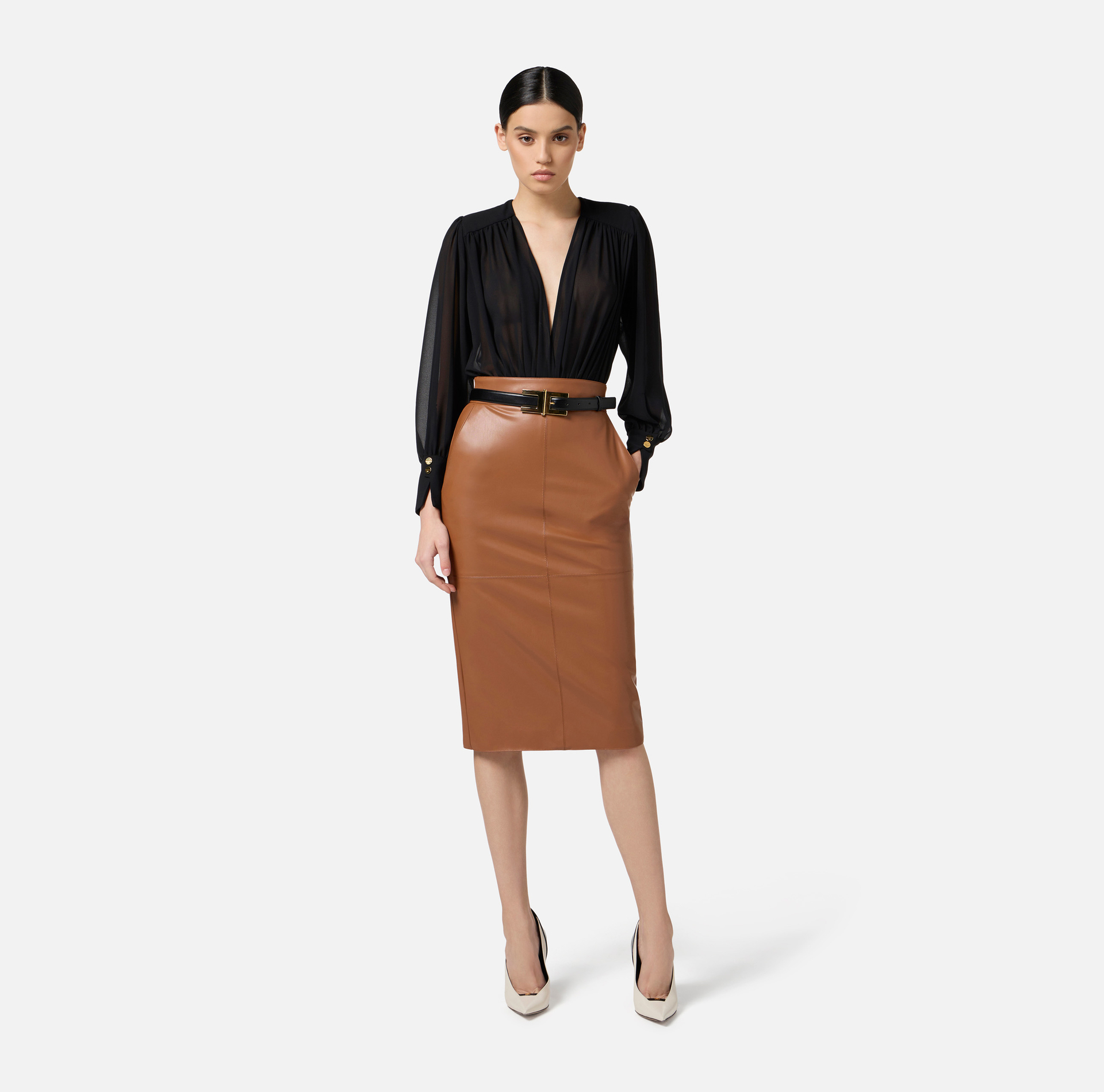 Pencil skirt with jewel clasps - Elisabetta Franchi