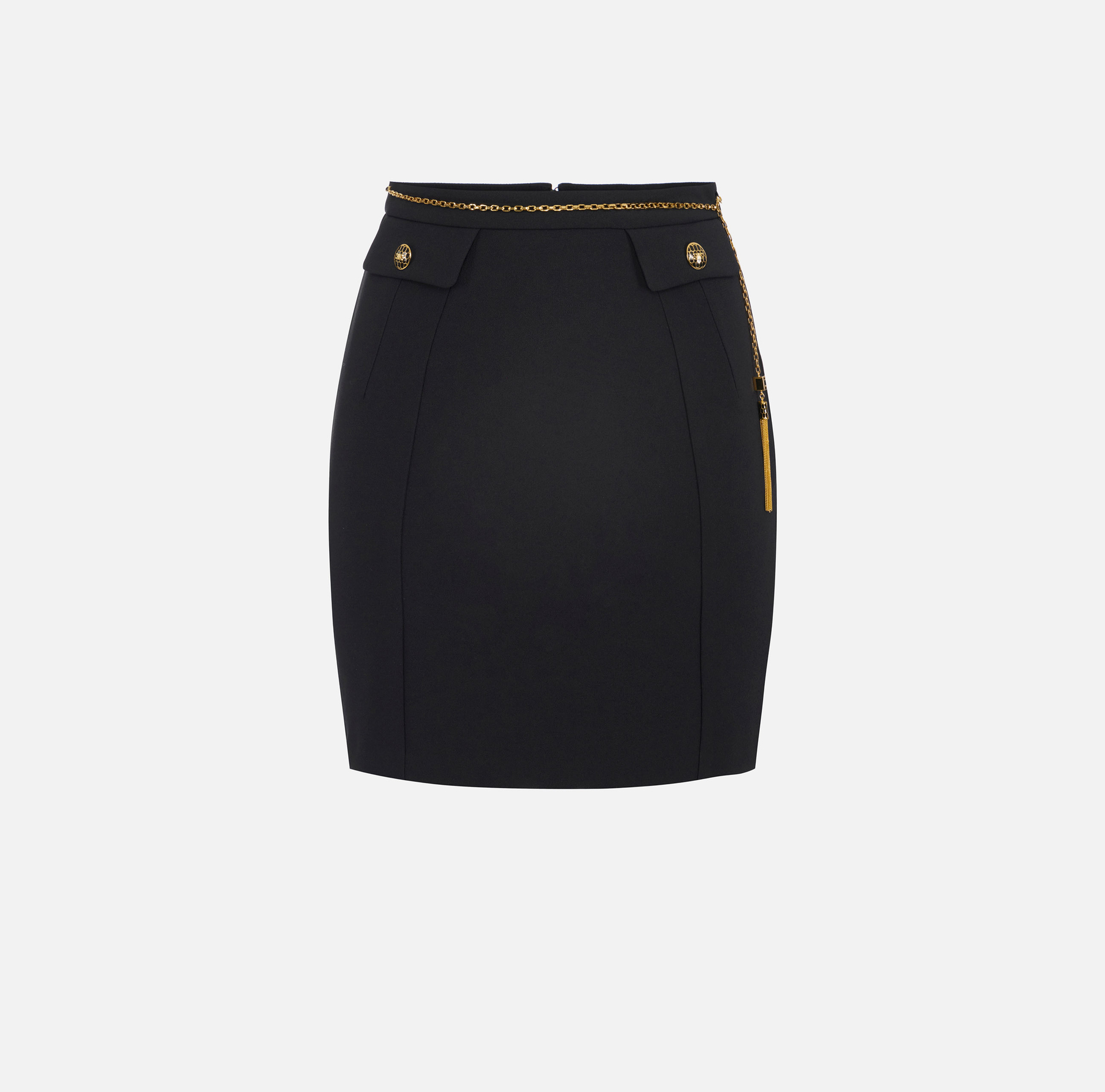Skirt in double-layer crêpe fabric with jewel chain - Elisabetta Franchi