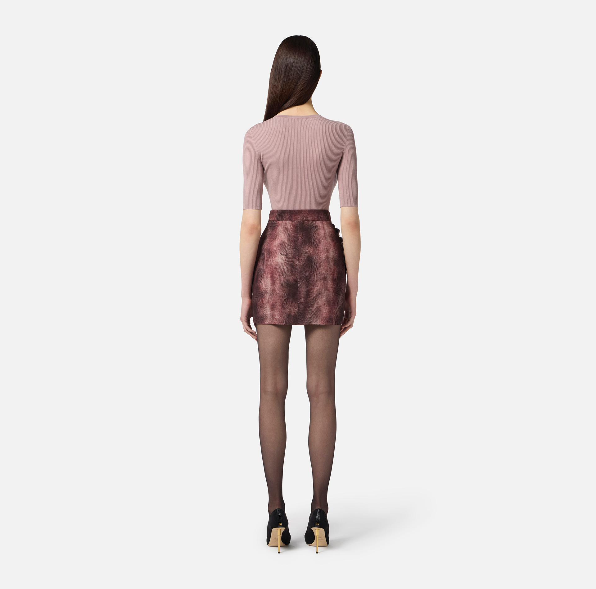 Skirt in crêpe fabric with python print and jewel buttons - Elisabetta Franchi