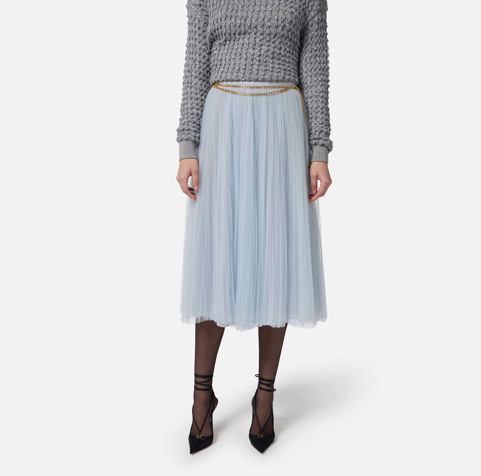 Falda de tul con cinturón joya - Elisabetta Franchi