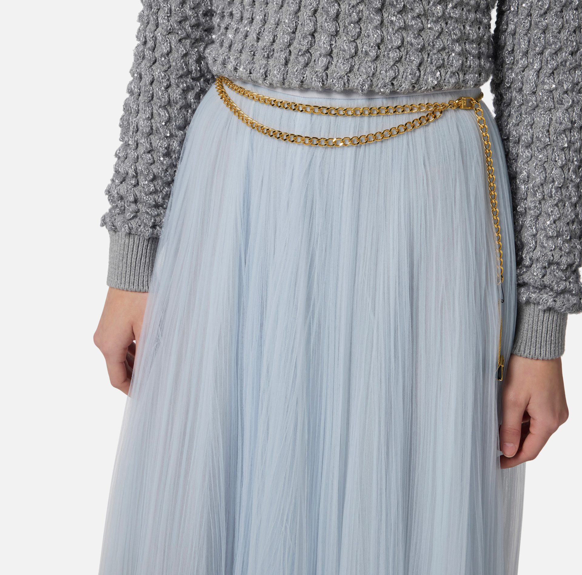 Falda de tul con cinturón joya - Elisabetta Franchi
