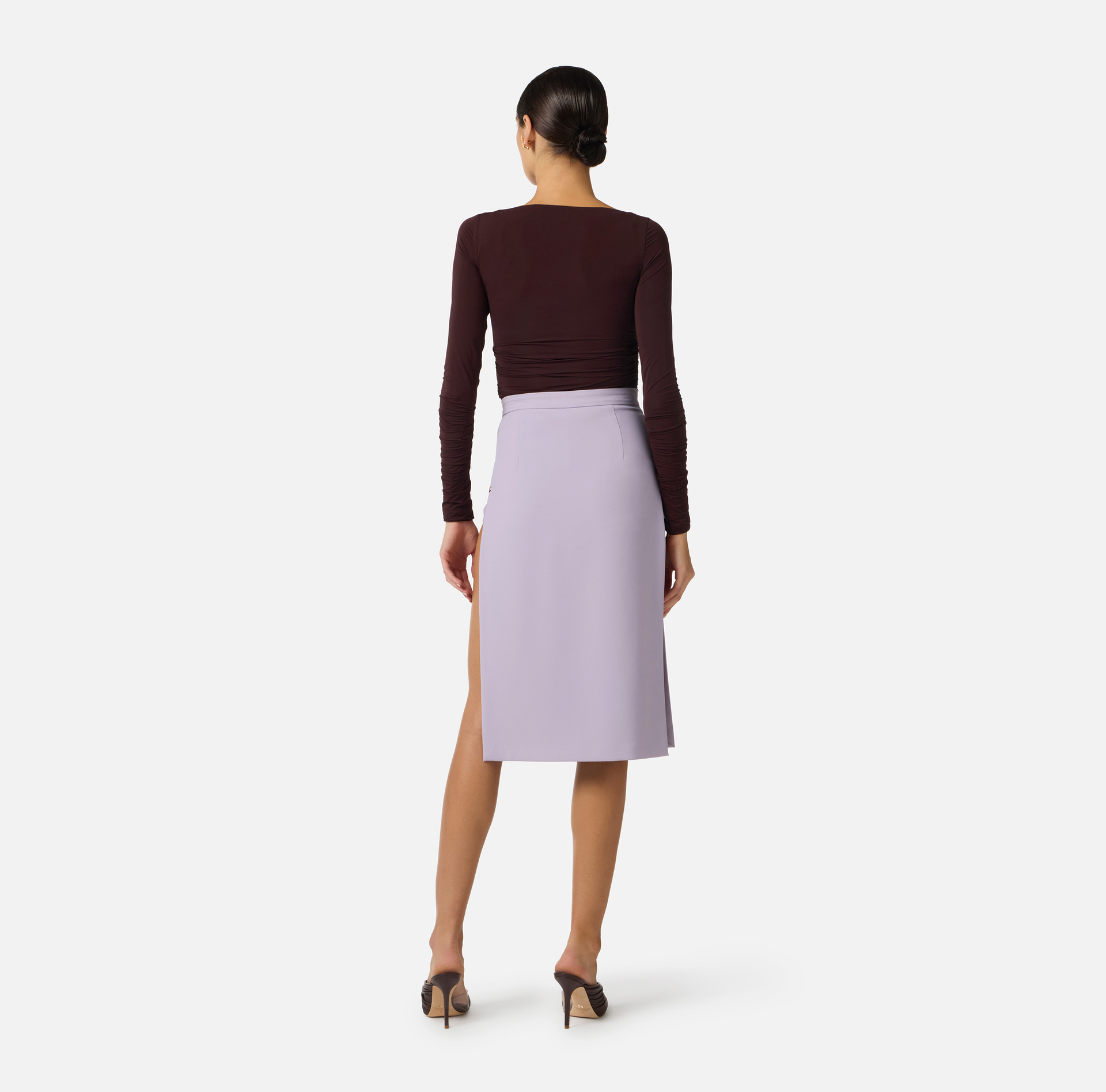 Skirt in lightweight crêpe fabric with two-colour cut-outs - Elisabetta Franchi