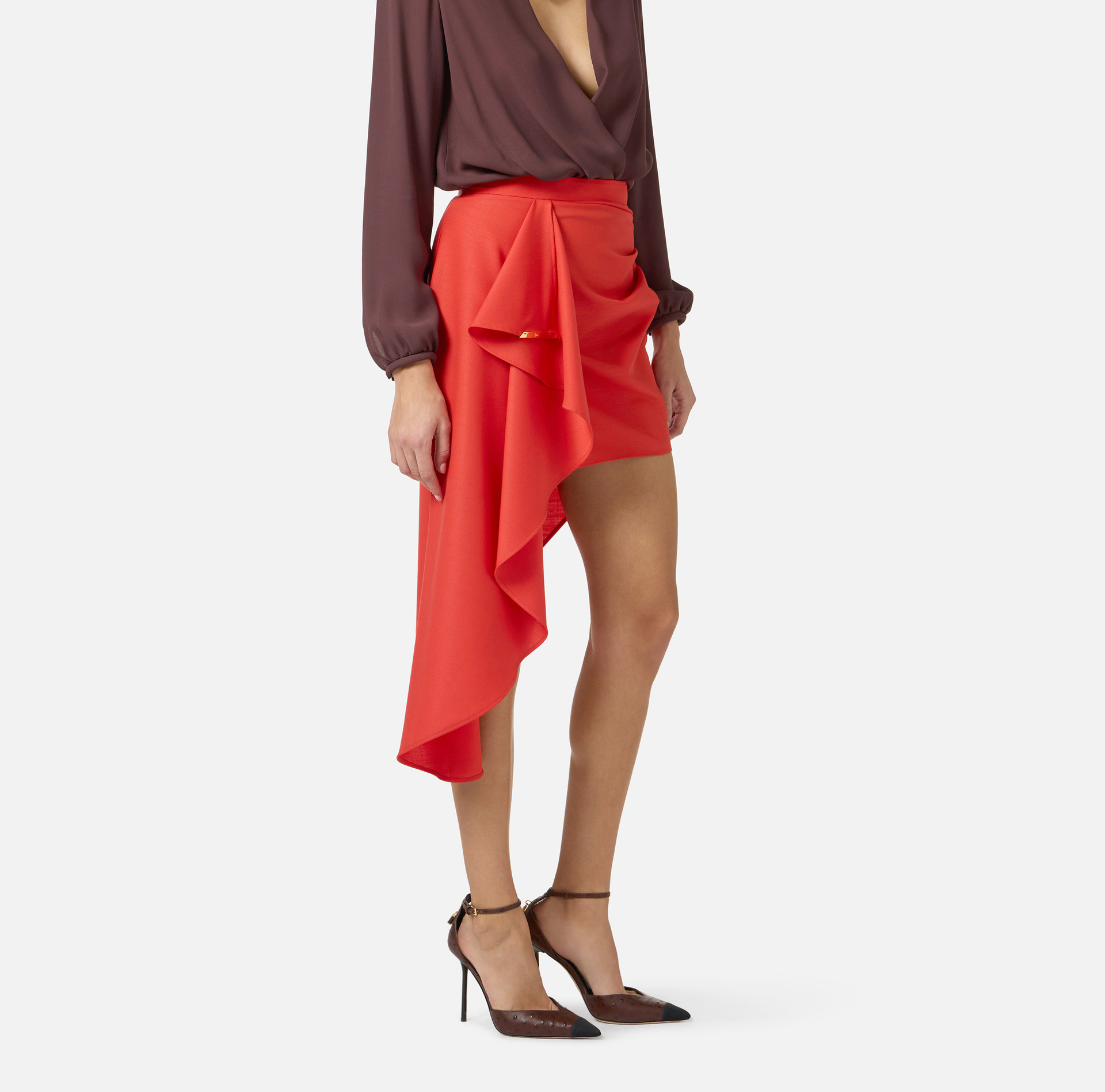 Spódnica z lekkiej wełny z biżuteryjną blaszką - Elisabetta Franchi