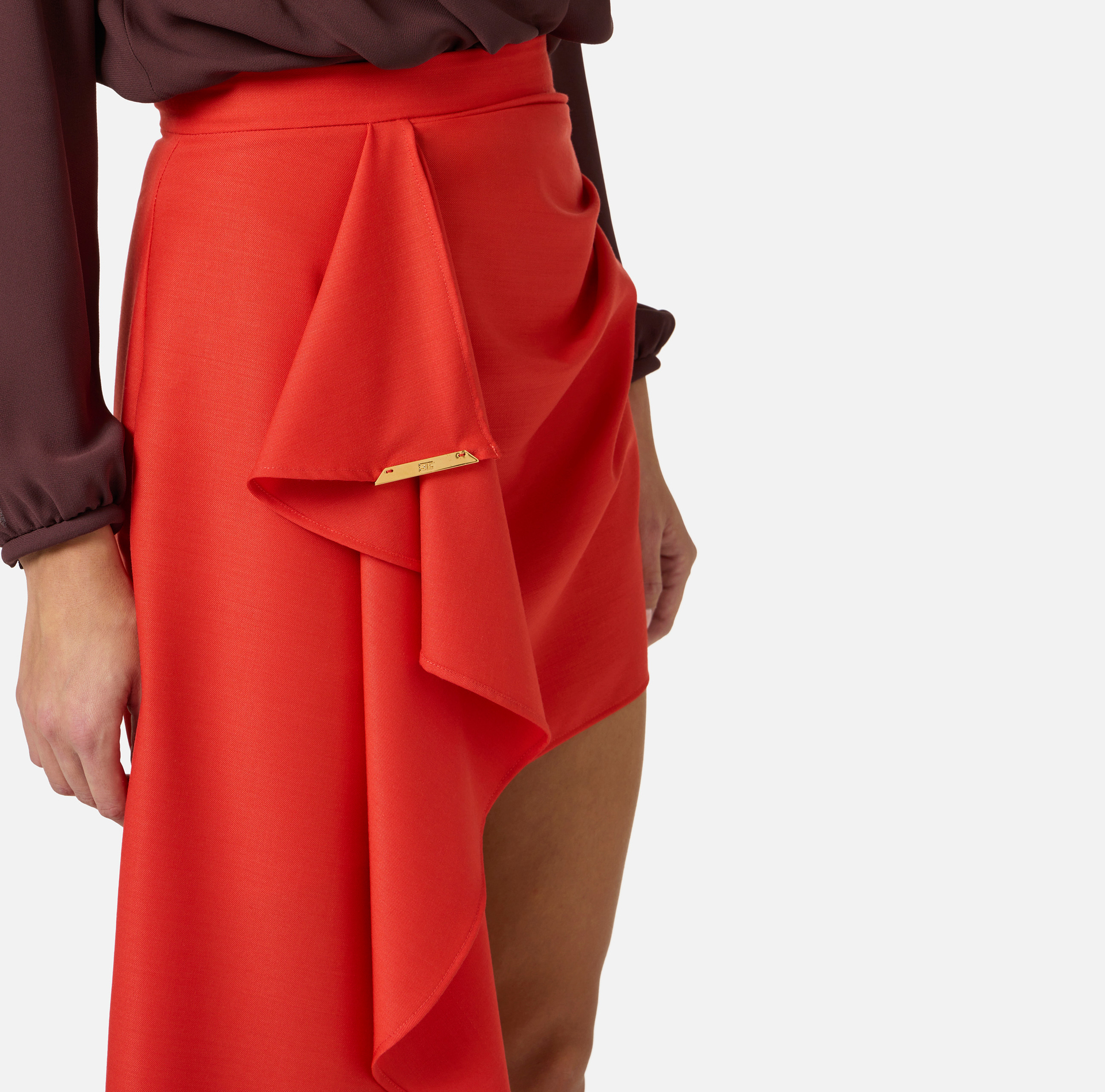 Spódnica z lekkiej wełny z biżuteryjną blaszką - Elisabetta Franchi