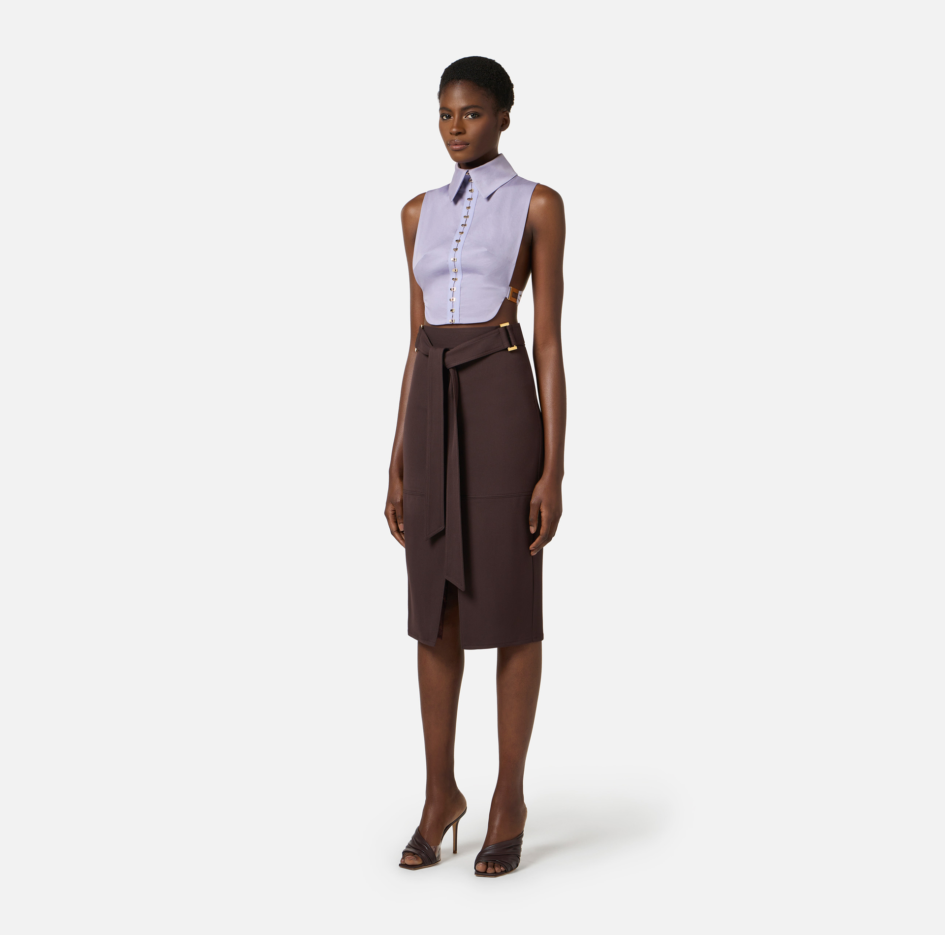 Gabardine skirt with sash belt - Elisabetta Franchi