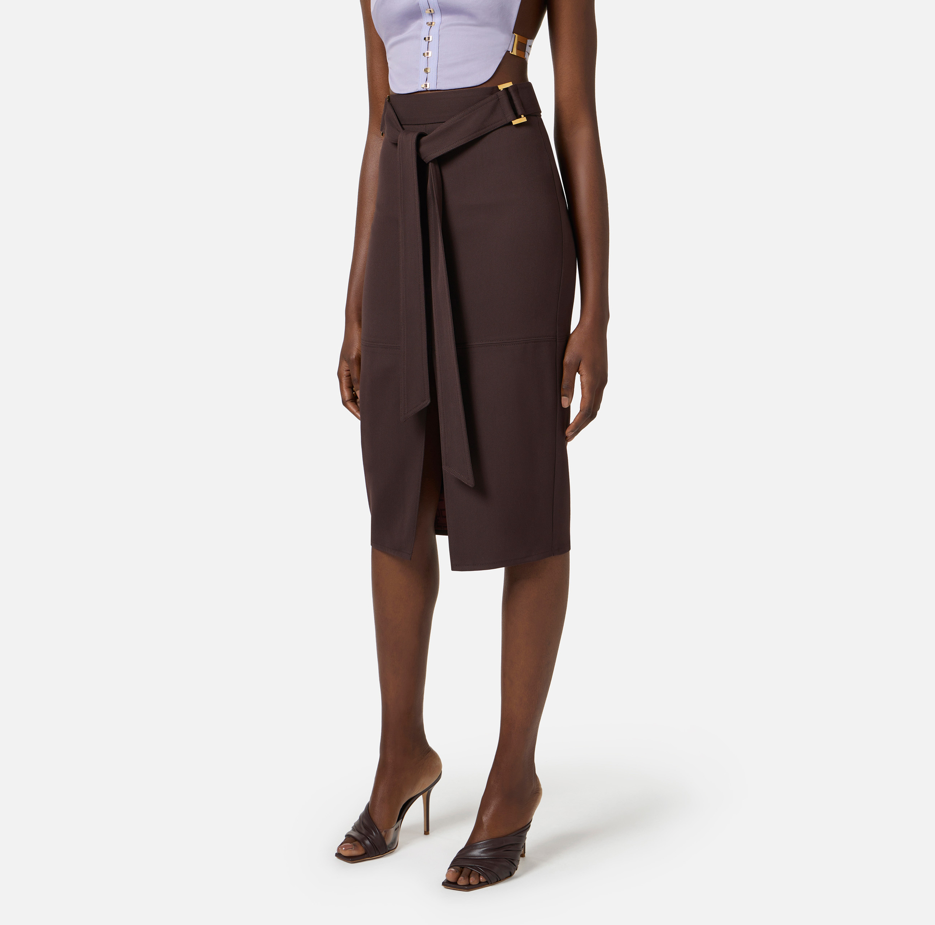 Gabardine skirt with sash belt - Elisabetta Franchi