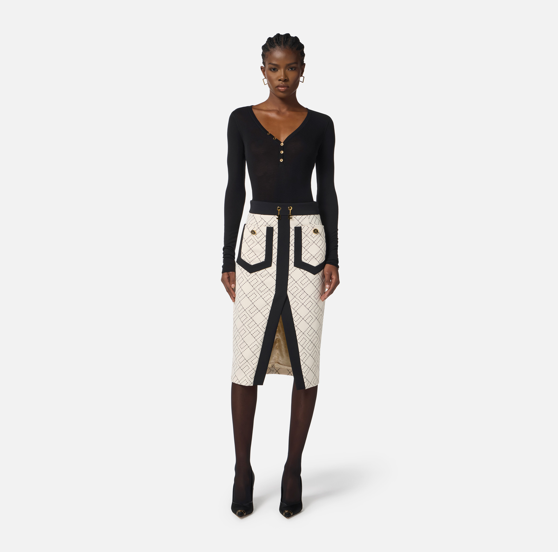 Falda bicolor de doble crepé - Elisabetta Franchi