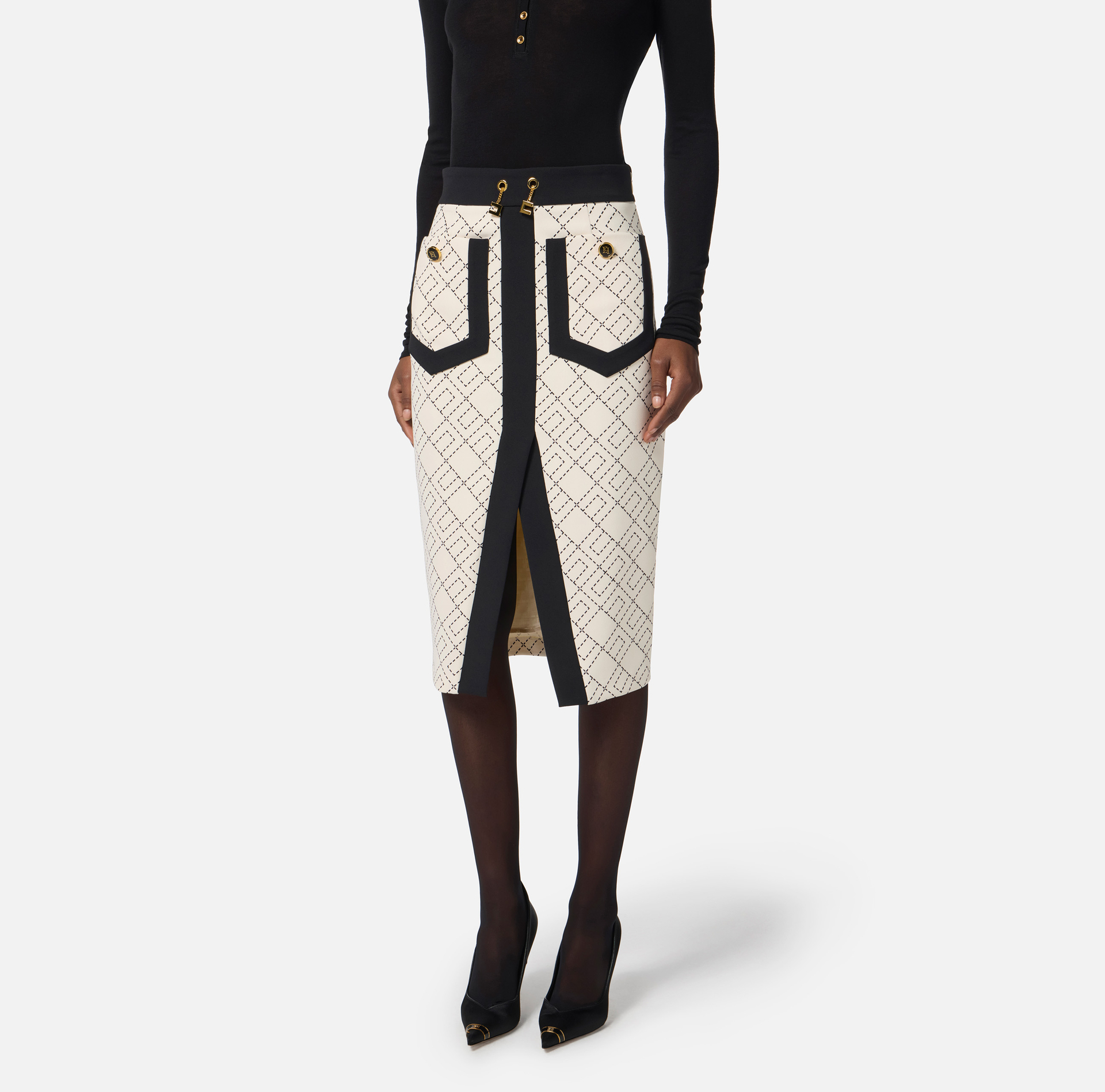 Falda bicolor de doble crepé - Elisabetta Franchi