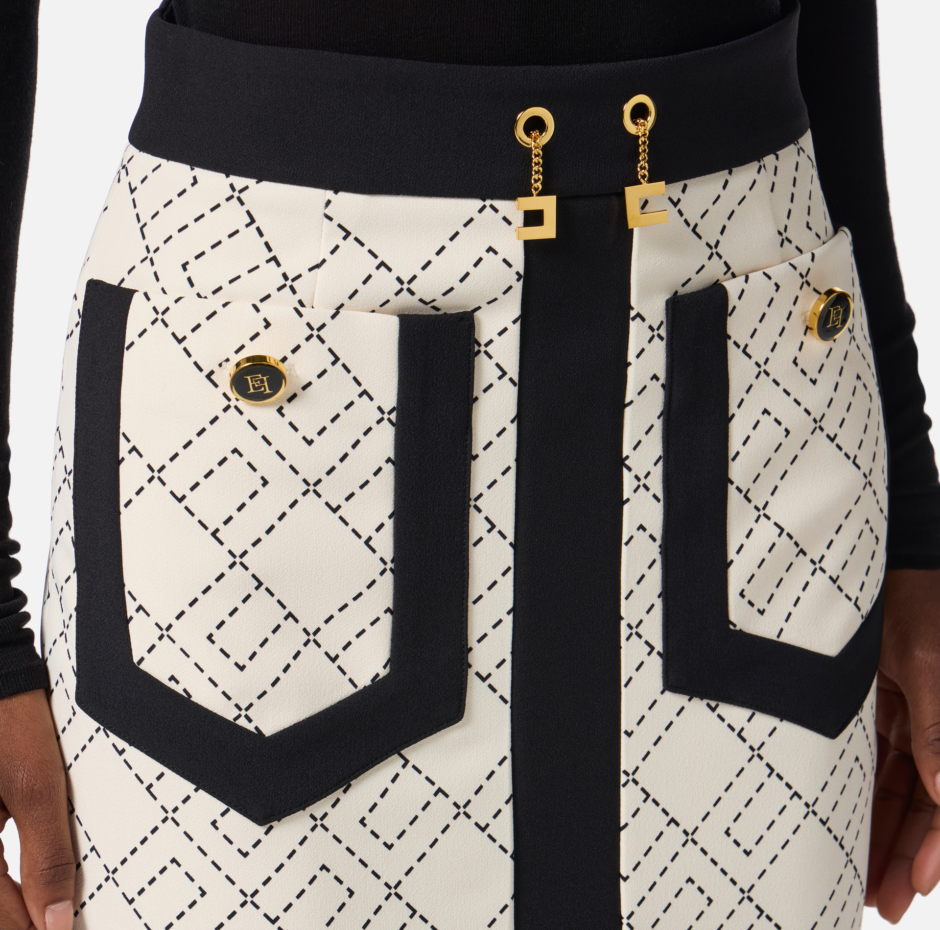 Falda bicolor de doble crepé - Elisabetta Franchi