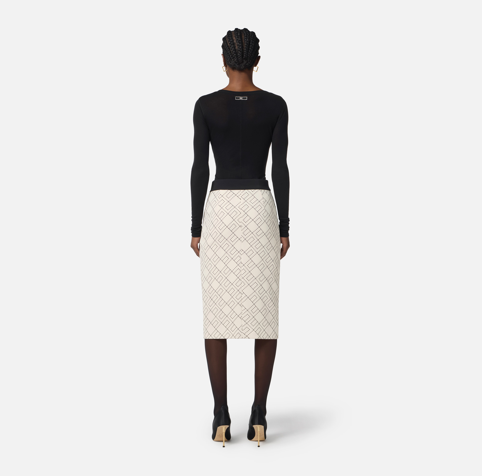 Falda bicolor de doble crepé - Elisabetta Franchi