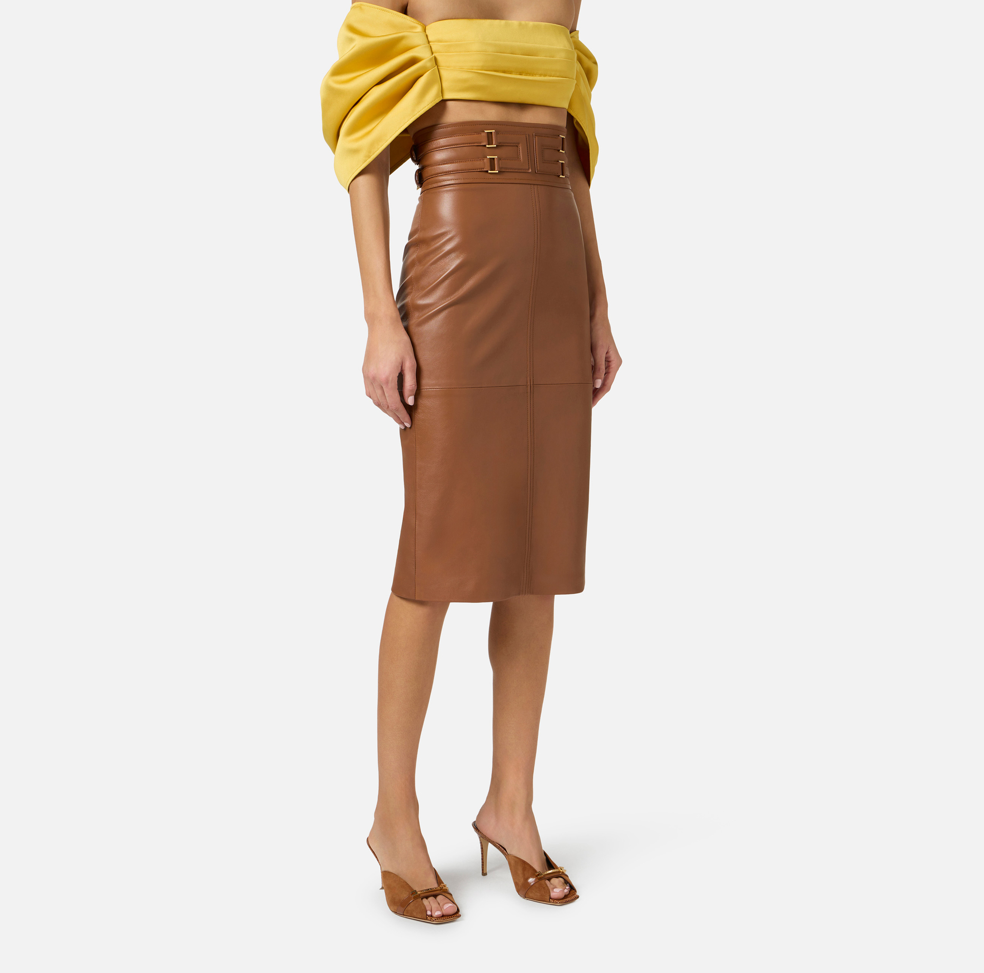 Leather skirt with embossed logo - Elisabetta Franchi