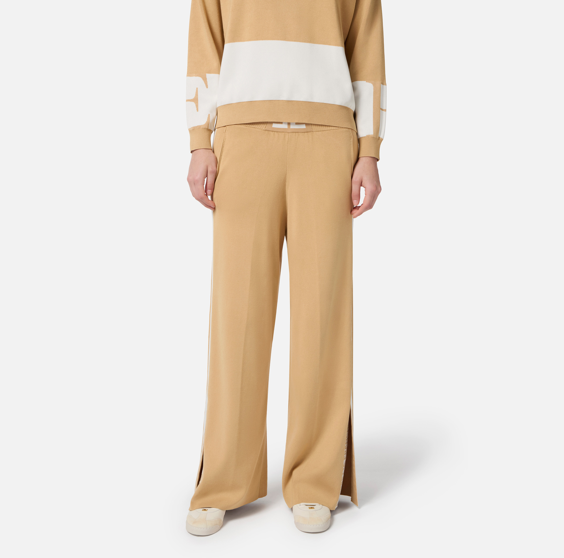 Pantalón de viscosa con bandas brillantes - Elisabetta Franchi