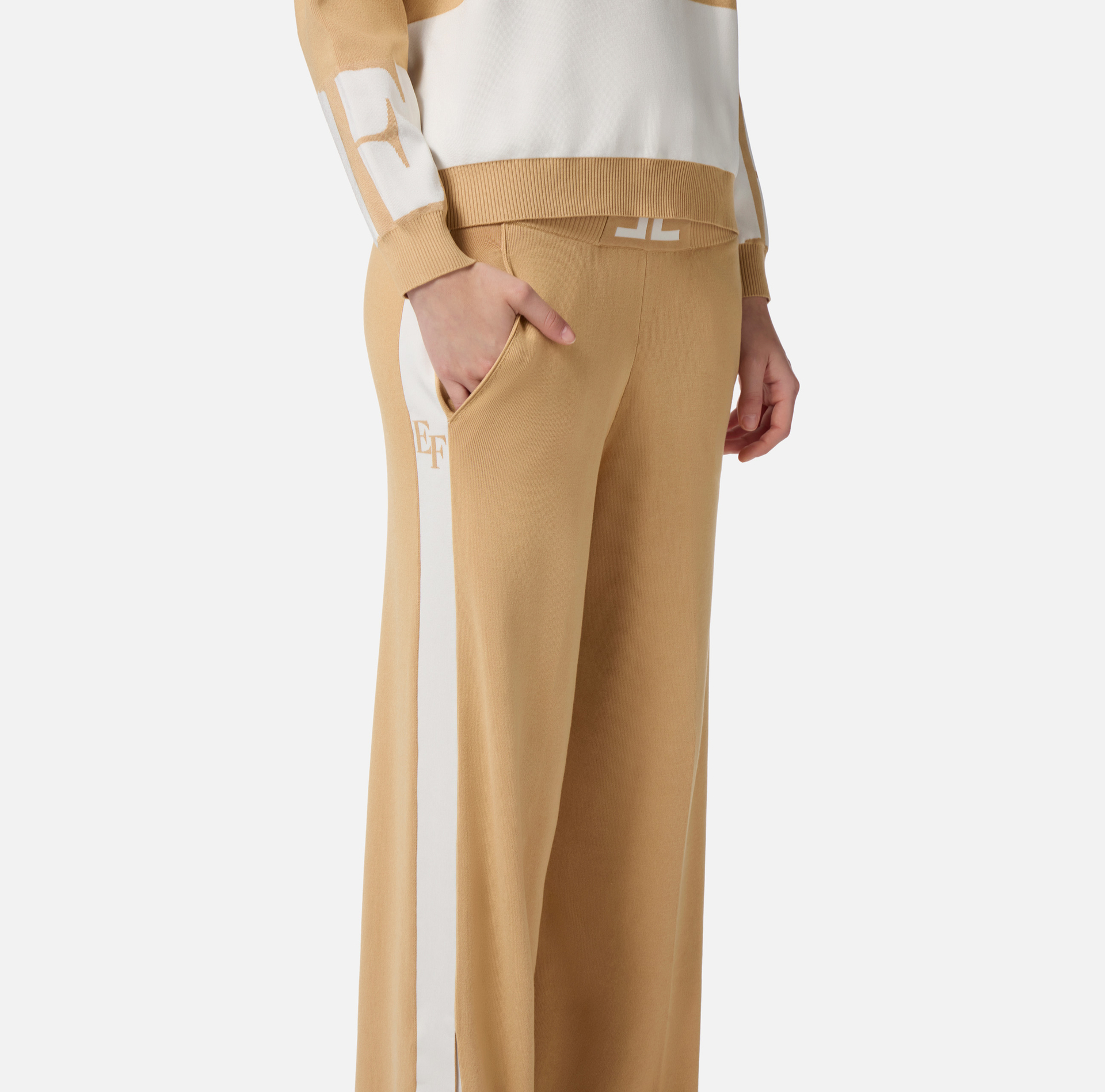 Pantalón de viscosa con bandas brillantes - Elisabetta Franchi
