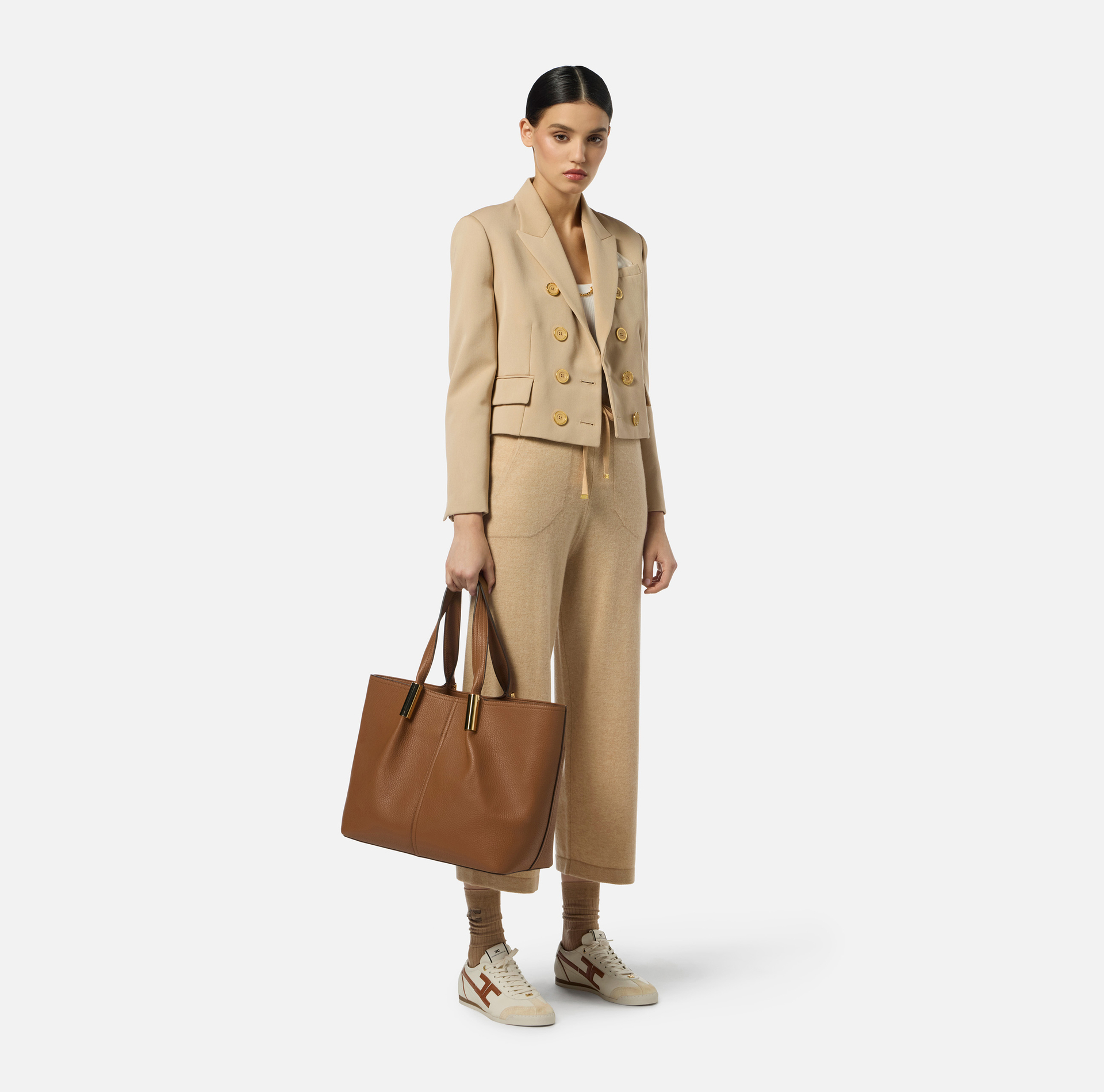 Pantaloni in misto cachemire con coulisse - Elisabetta Franchi