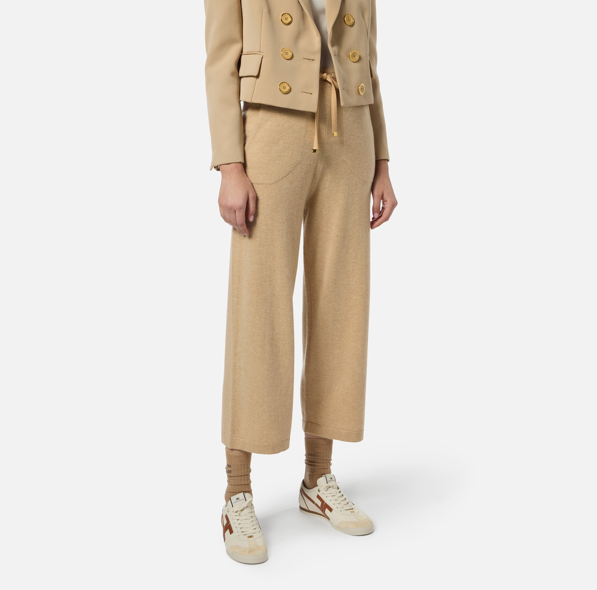 Pantaloni in misto cachemire con coulisse - Elisabetta Franchi