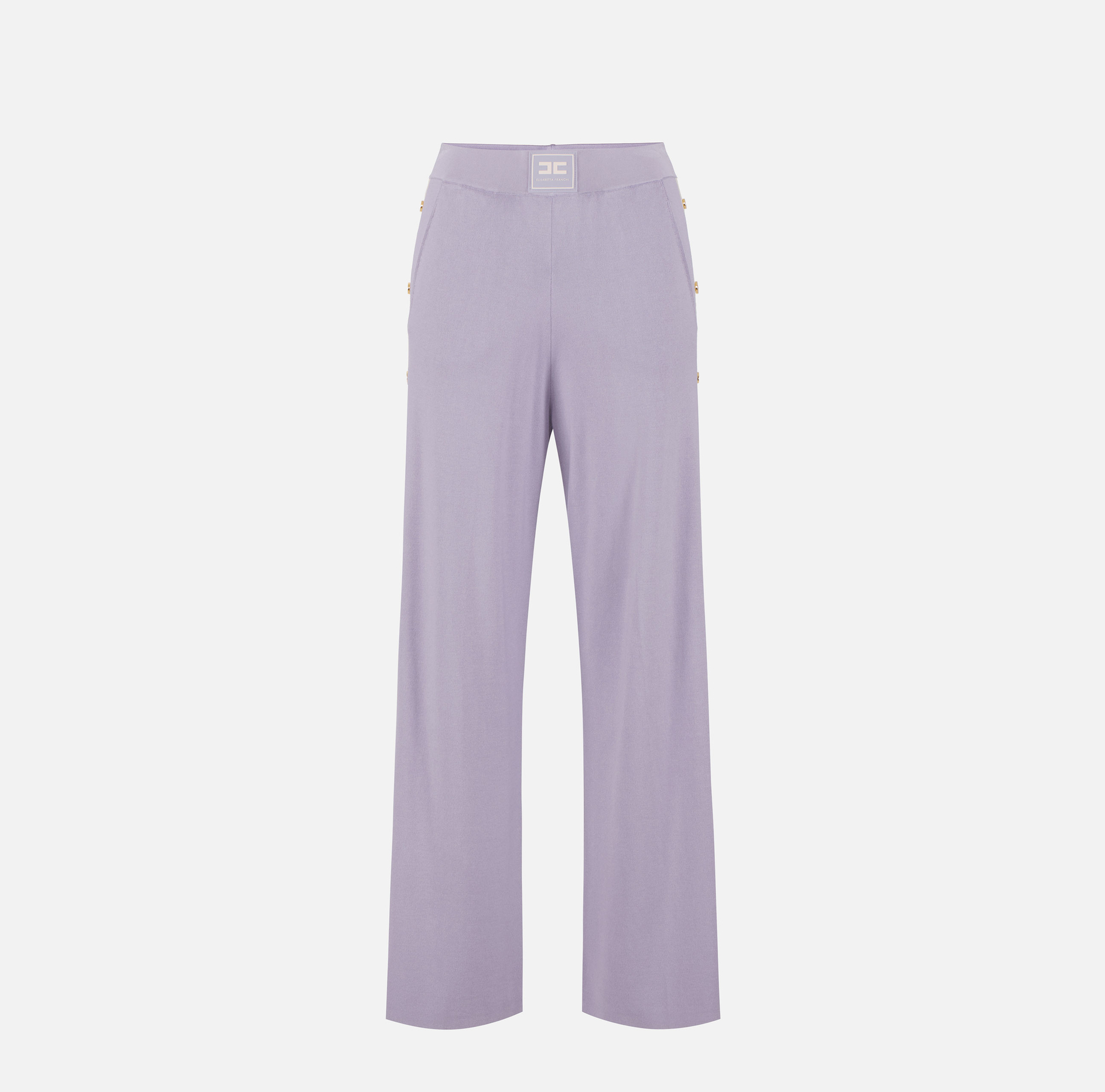 Knit fabric trousers with shiny viscose bands - Elisabetta Franchi