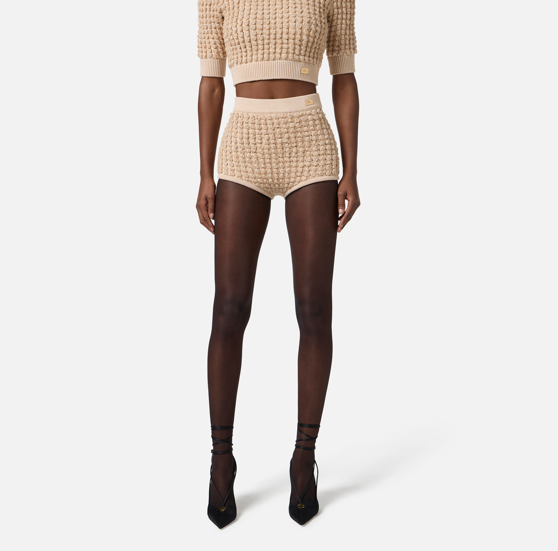 Shorts de bouclé con lentejuelas - Elisabetta Franchi