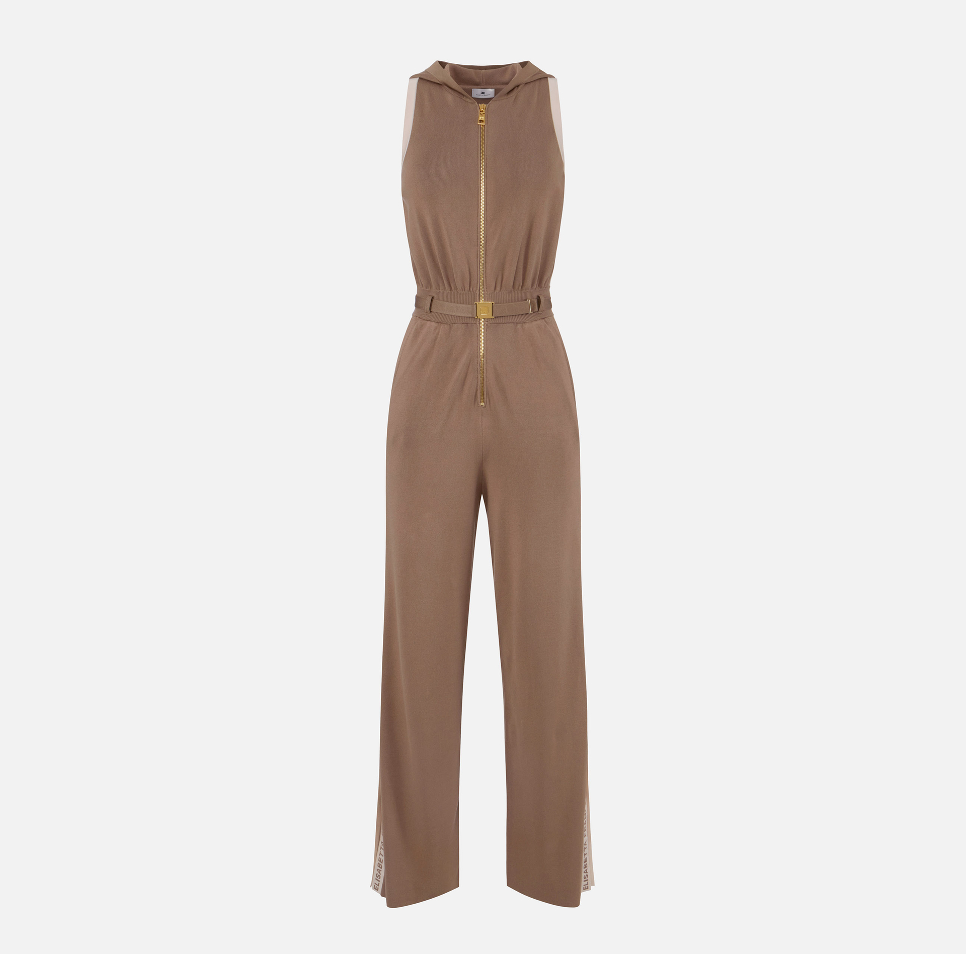 Knit fabric jumpsuit with shiny viscose bands - Elisabetta Franchi