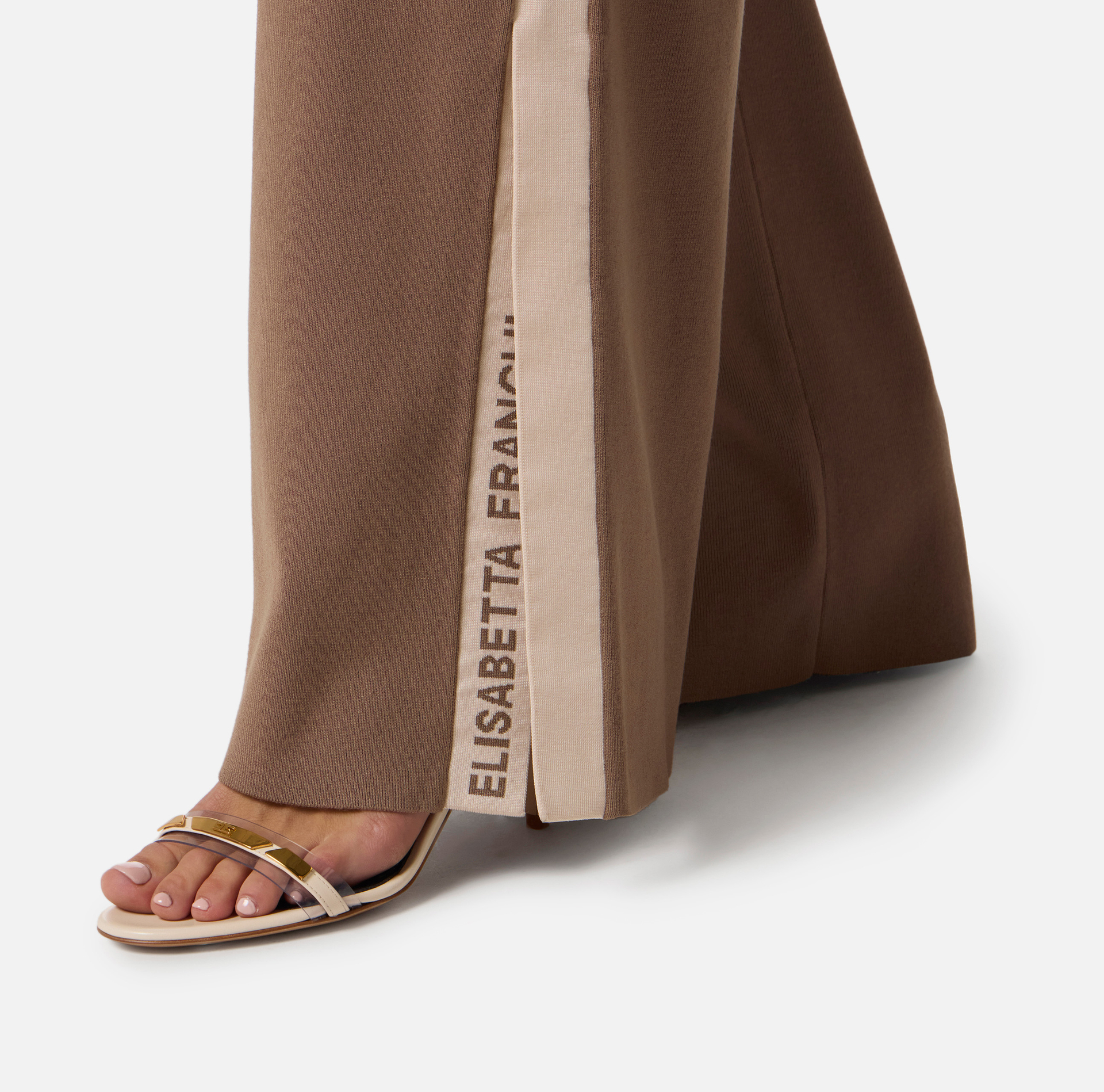 Knit fabric jumpsuit with shiny viscose bands - Elisabetta Franchi