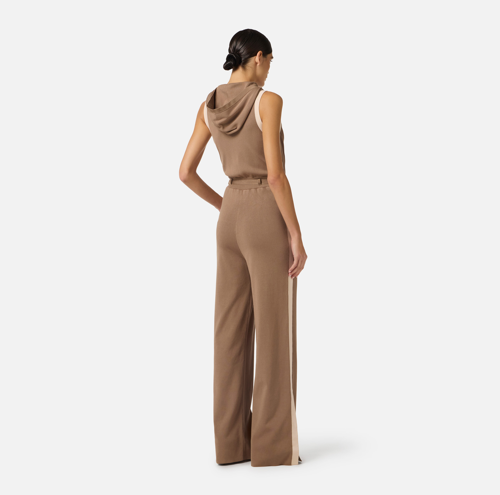 Knit fabric jumpsuit with shiny viscose bands - Elisabetta Franchi
