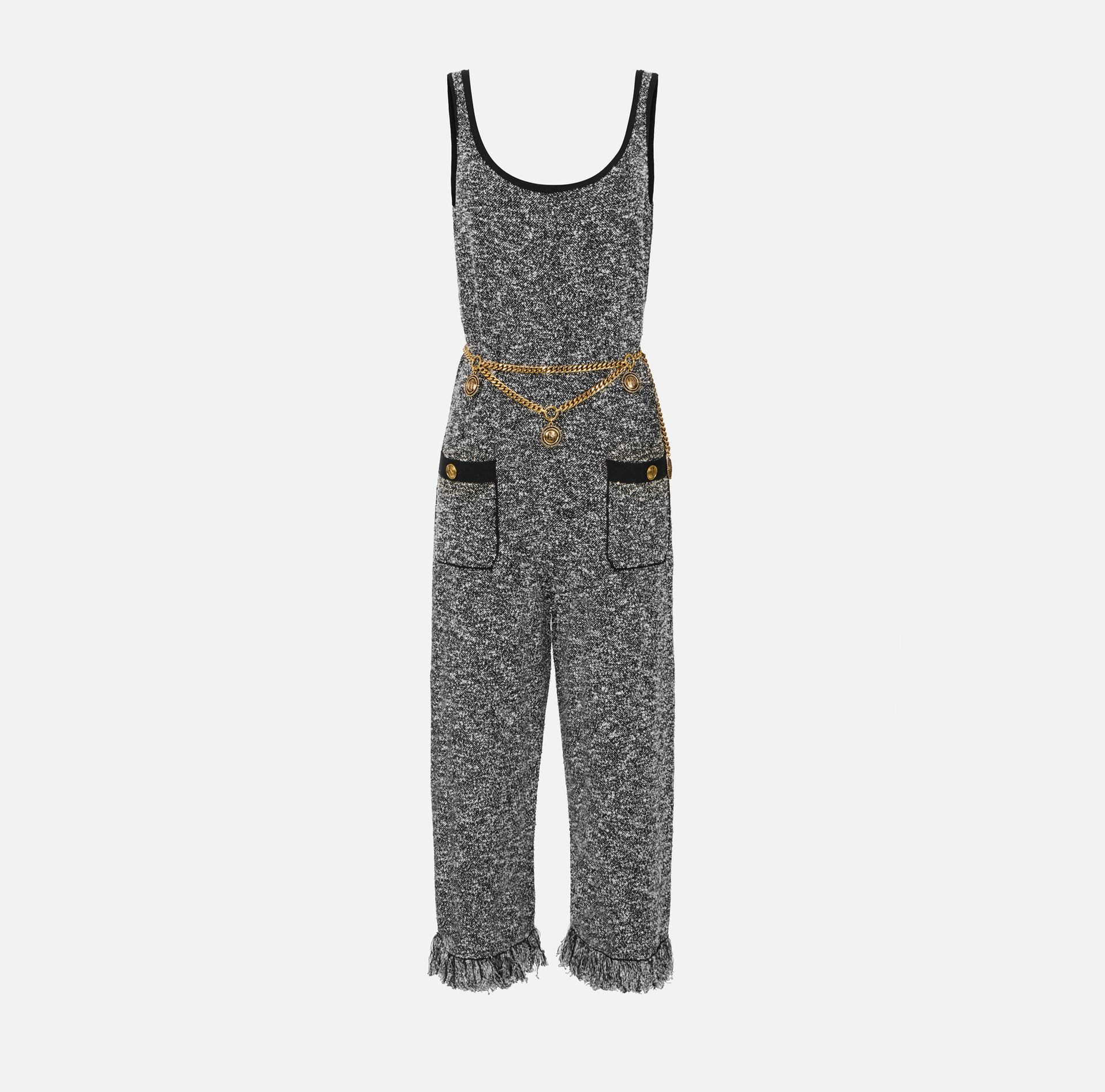 Tuta in maglia bouclé con cintura