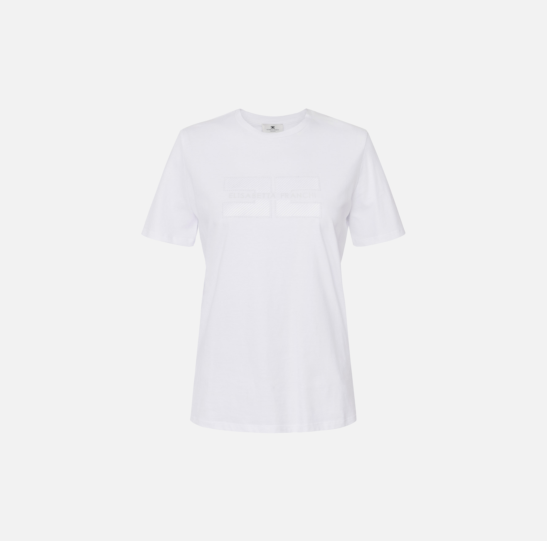 T-shirt z dżerseju z wyszywanym logo i kryształkami - ABBIGLIAMENTO - Elisabetta Franchi