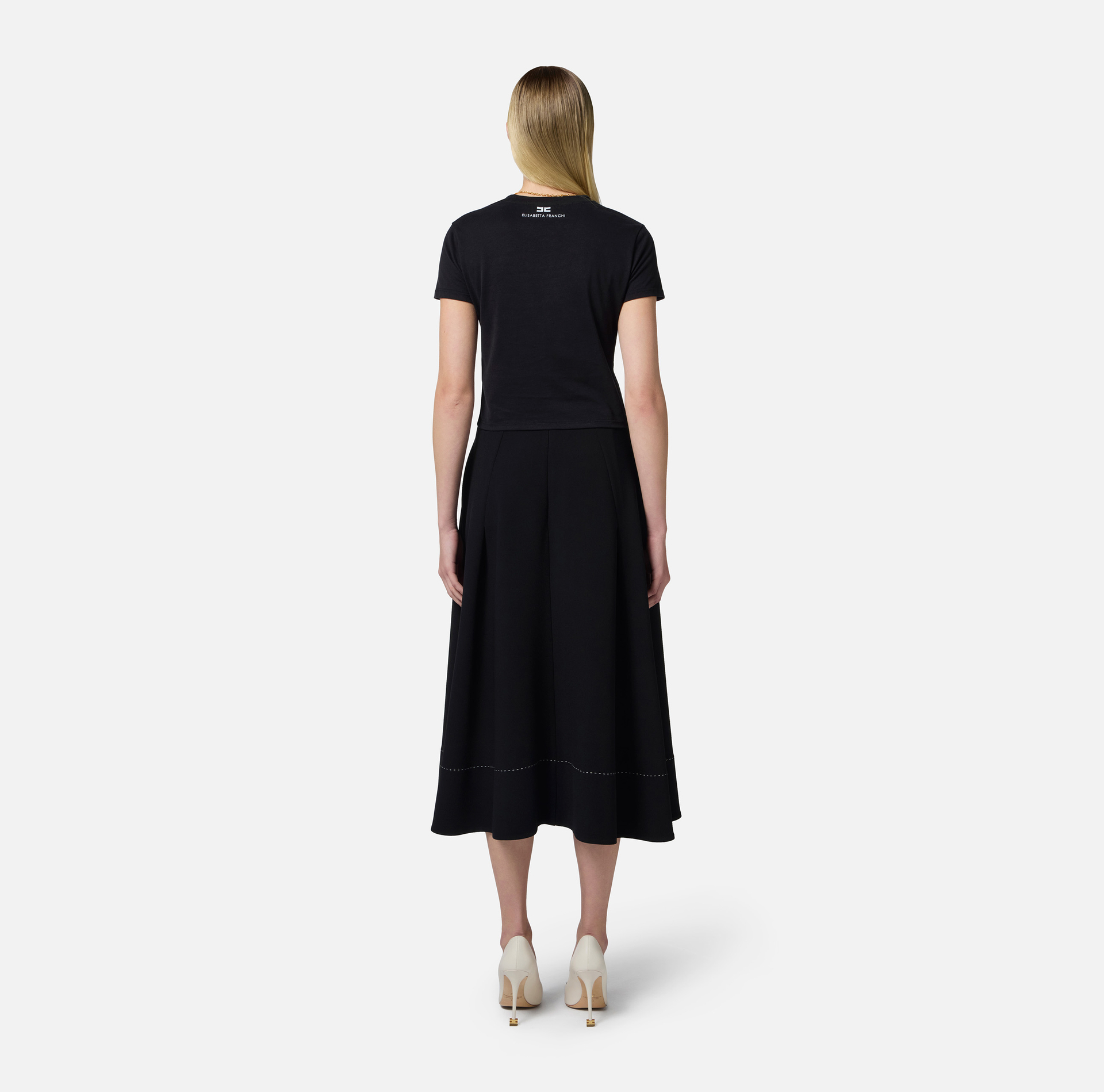 T-shirt in jersey con collana a fiocco - Elisabetta Franchi