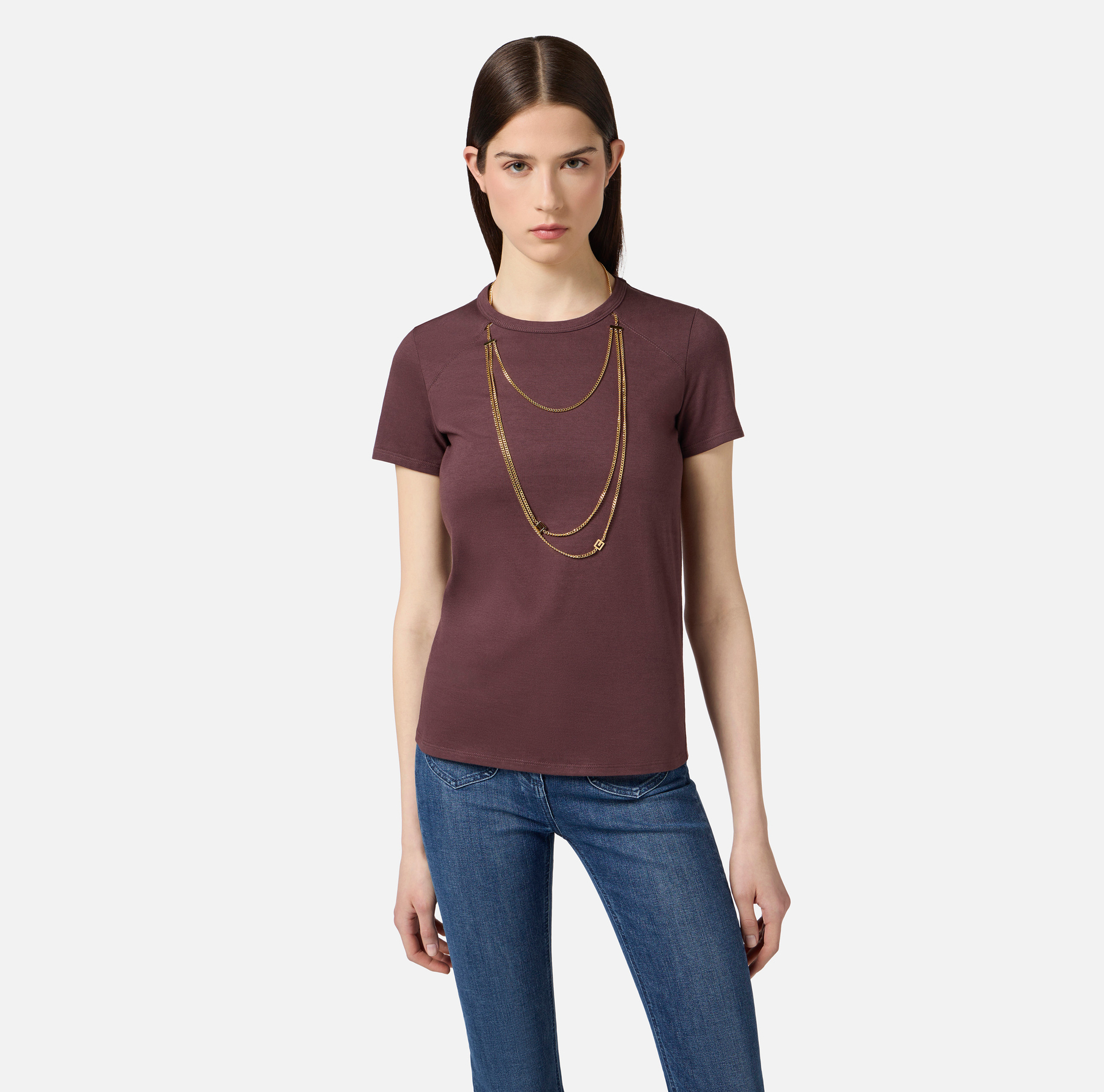 Camiseta de punto con accesorio joya - Elisabetta Franchi