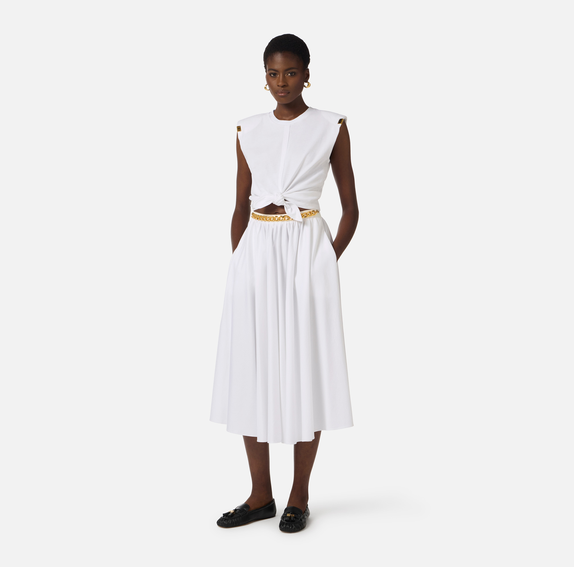 T-shirt z dżerseju z wiązaniem - Elisabetta Franchi