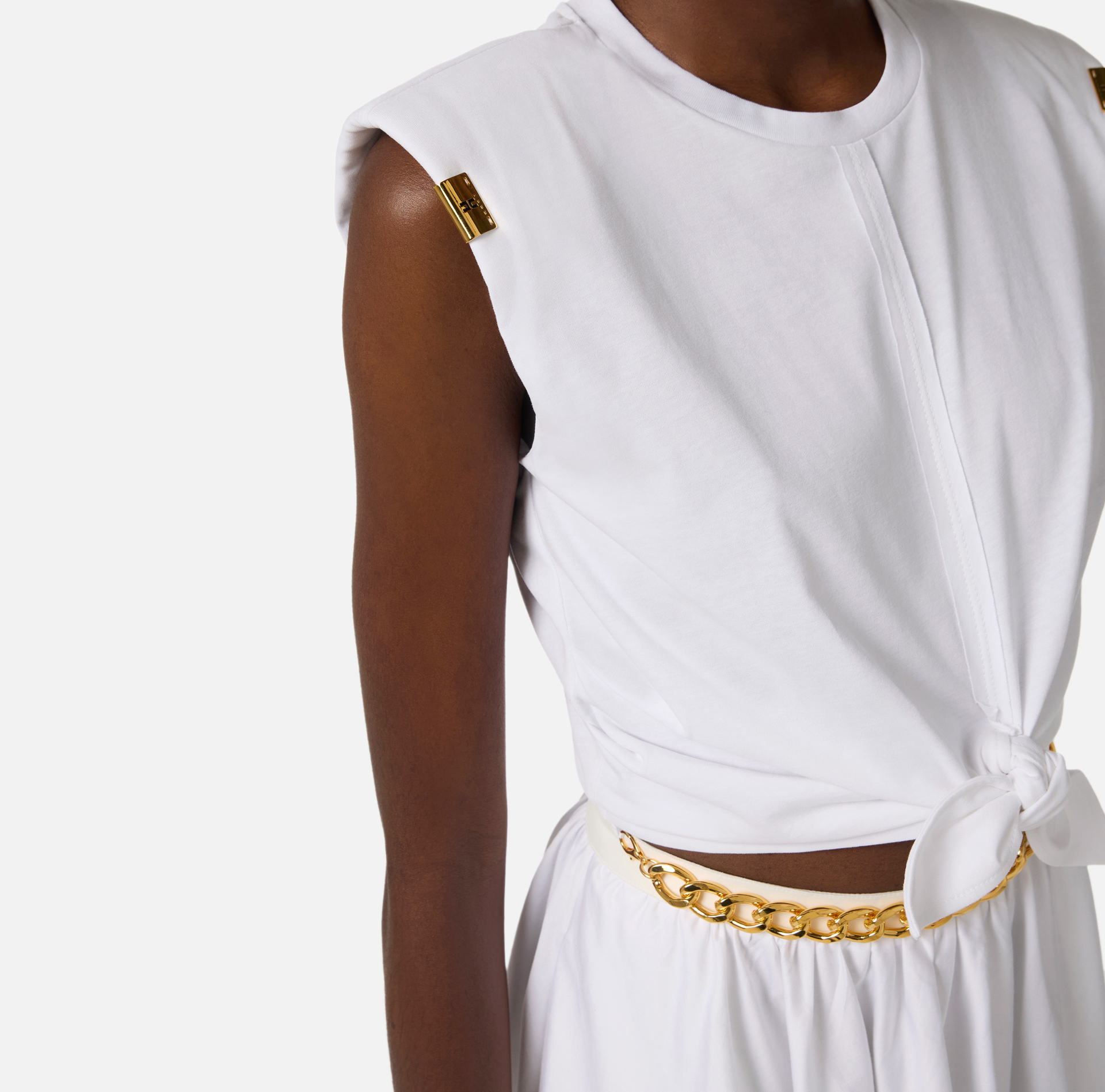 T-shirt z dżerseju z wiązaniem - Elisabetta Franchi