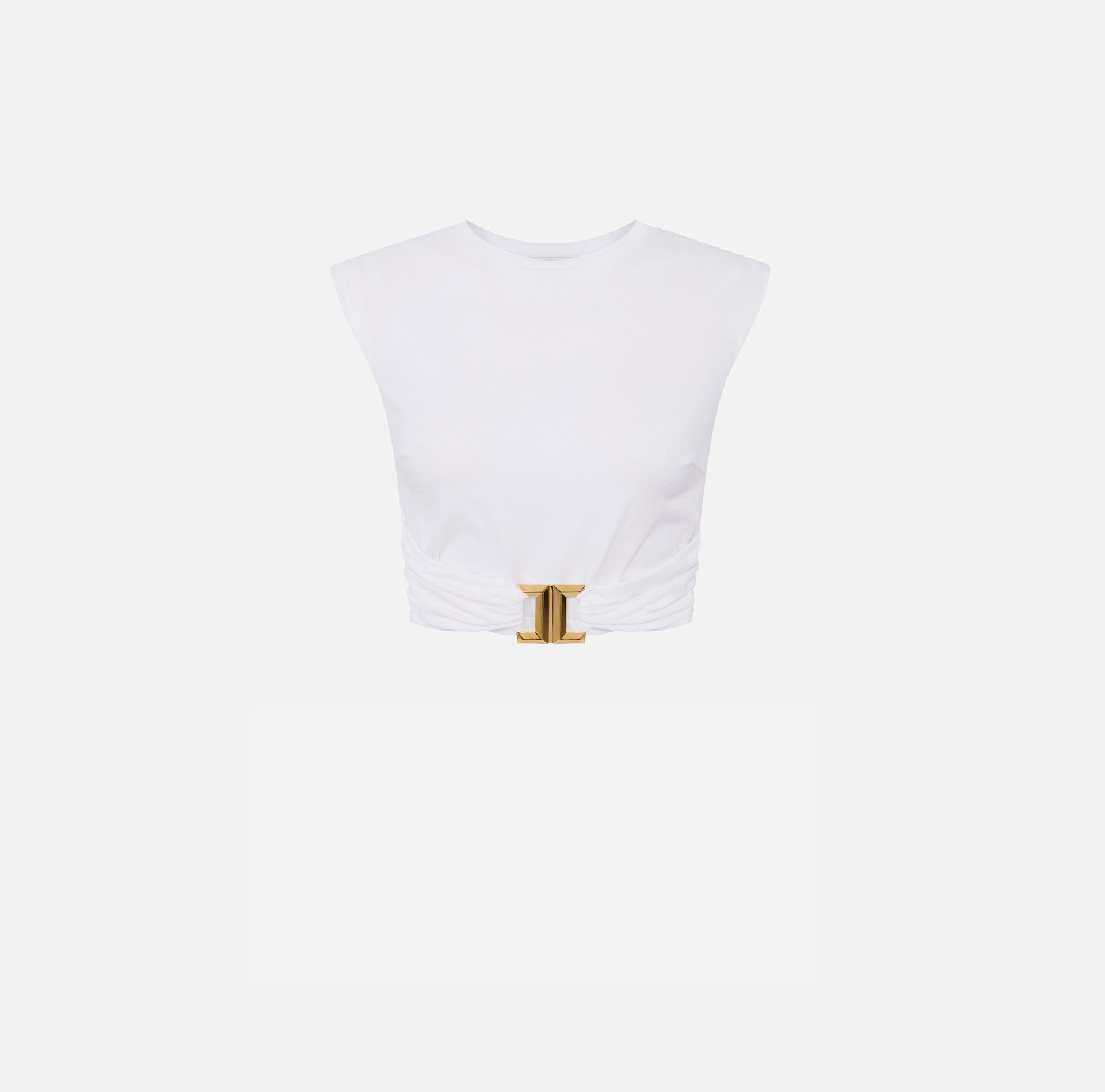 Camiseta de punto de algodón con logotipo joya - Elisabetta Franchi
