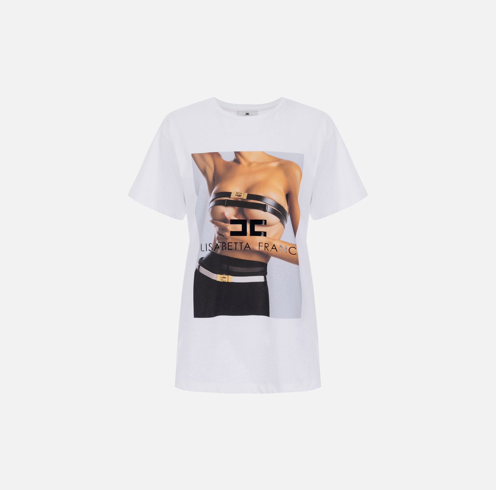 Camiseta de punto de algodón con estampado fotográfico - Elisabetta Franchi