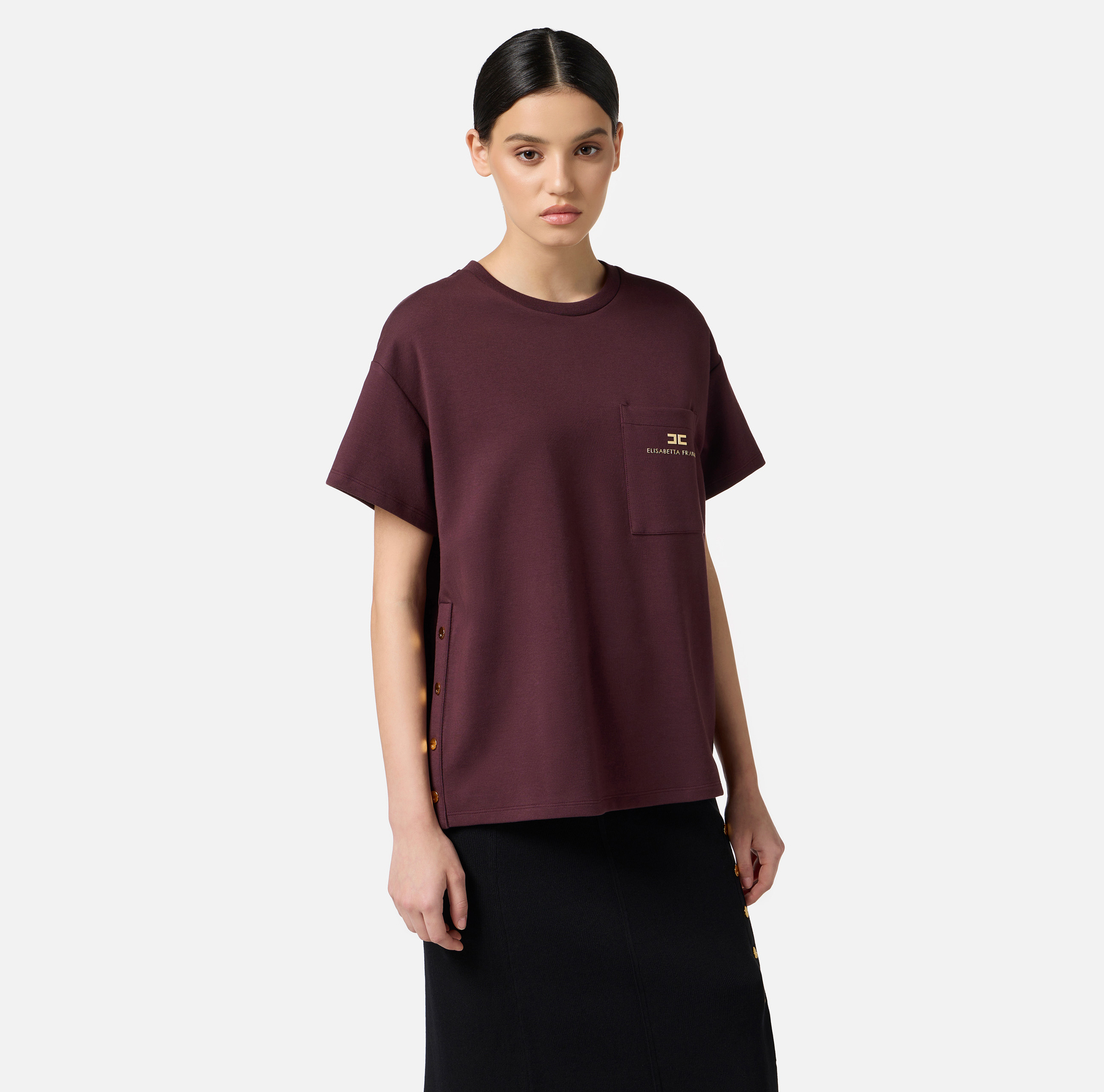 T-shirt in jersey pesante con taschino - Elisabetta Franchi