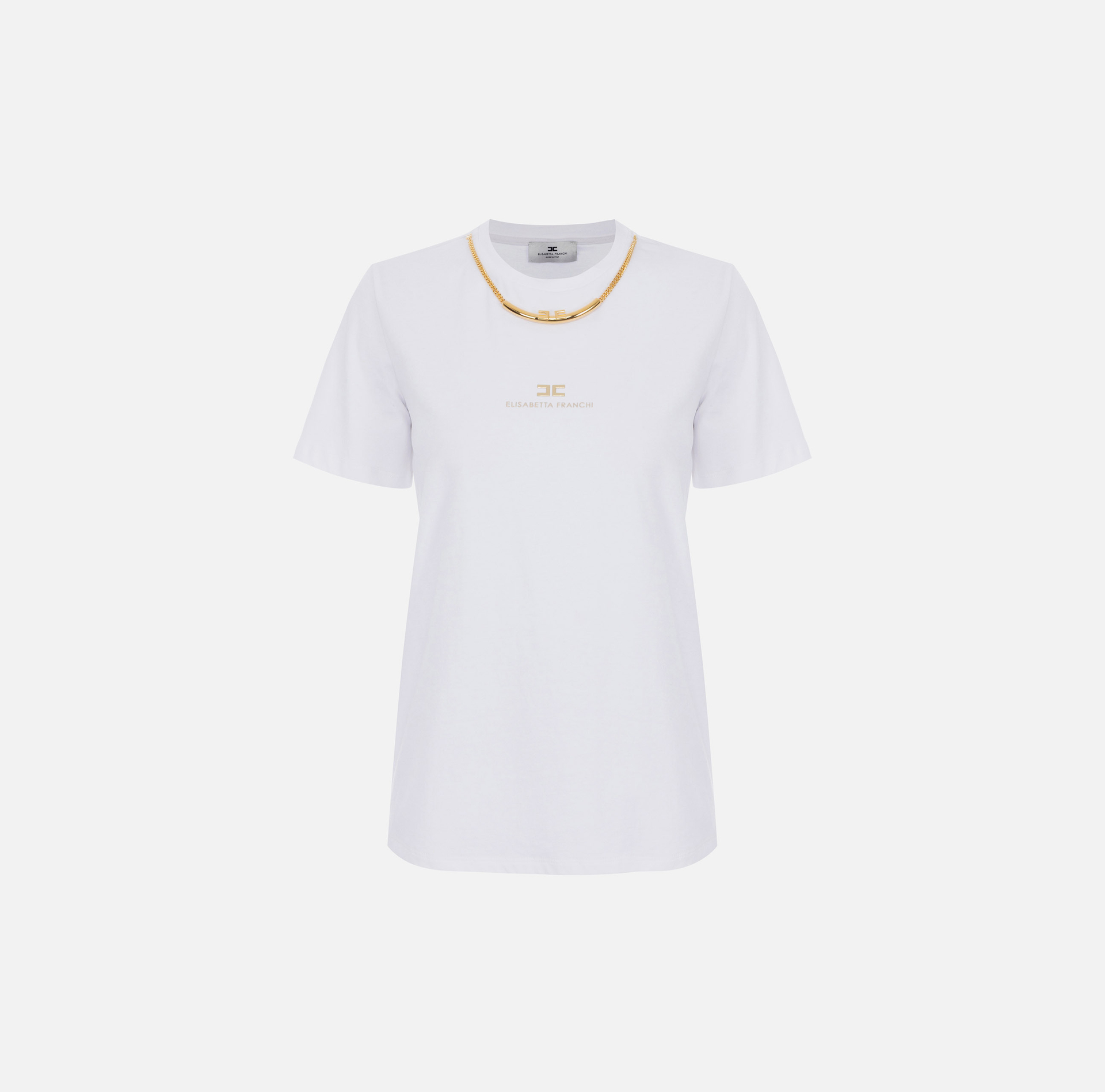 Camiseta de punto de algodón con collar - Elisabetta Franchi
