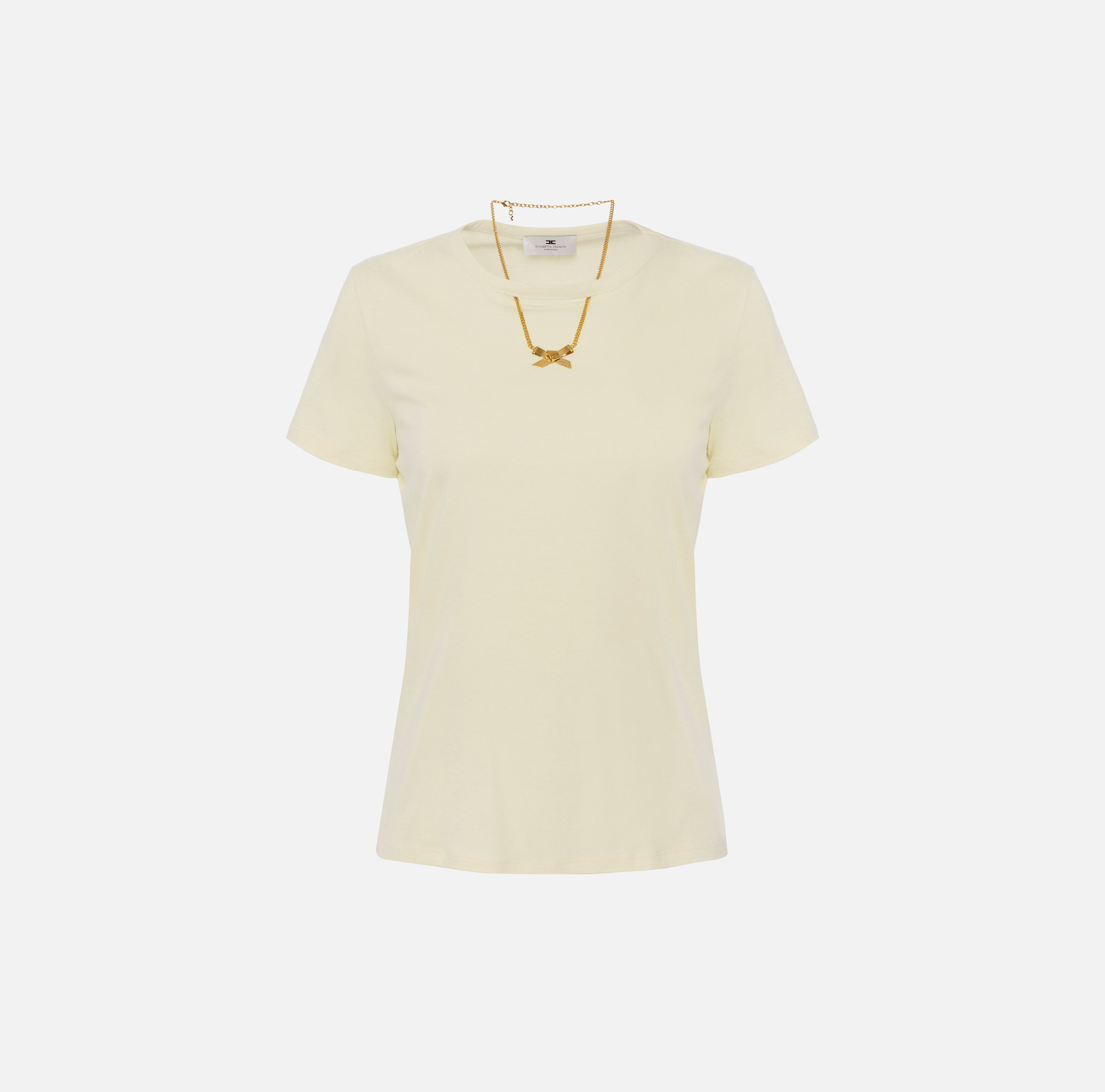 T-shirt in jersey con collana a fiocco - Elisabetta Franchi