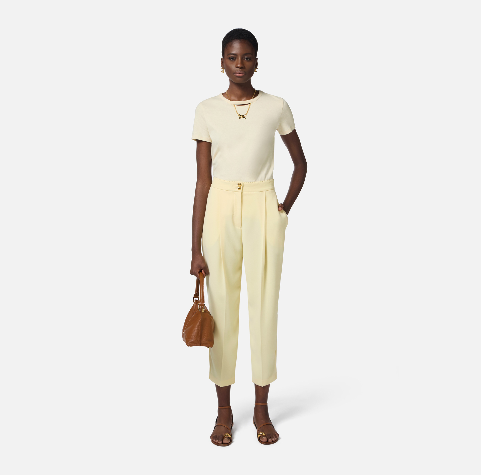 T-shirt in jersey con collana a fiocco - Elisabetta Franchi