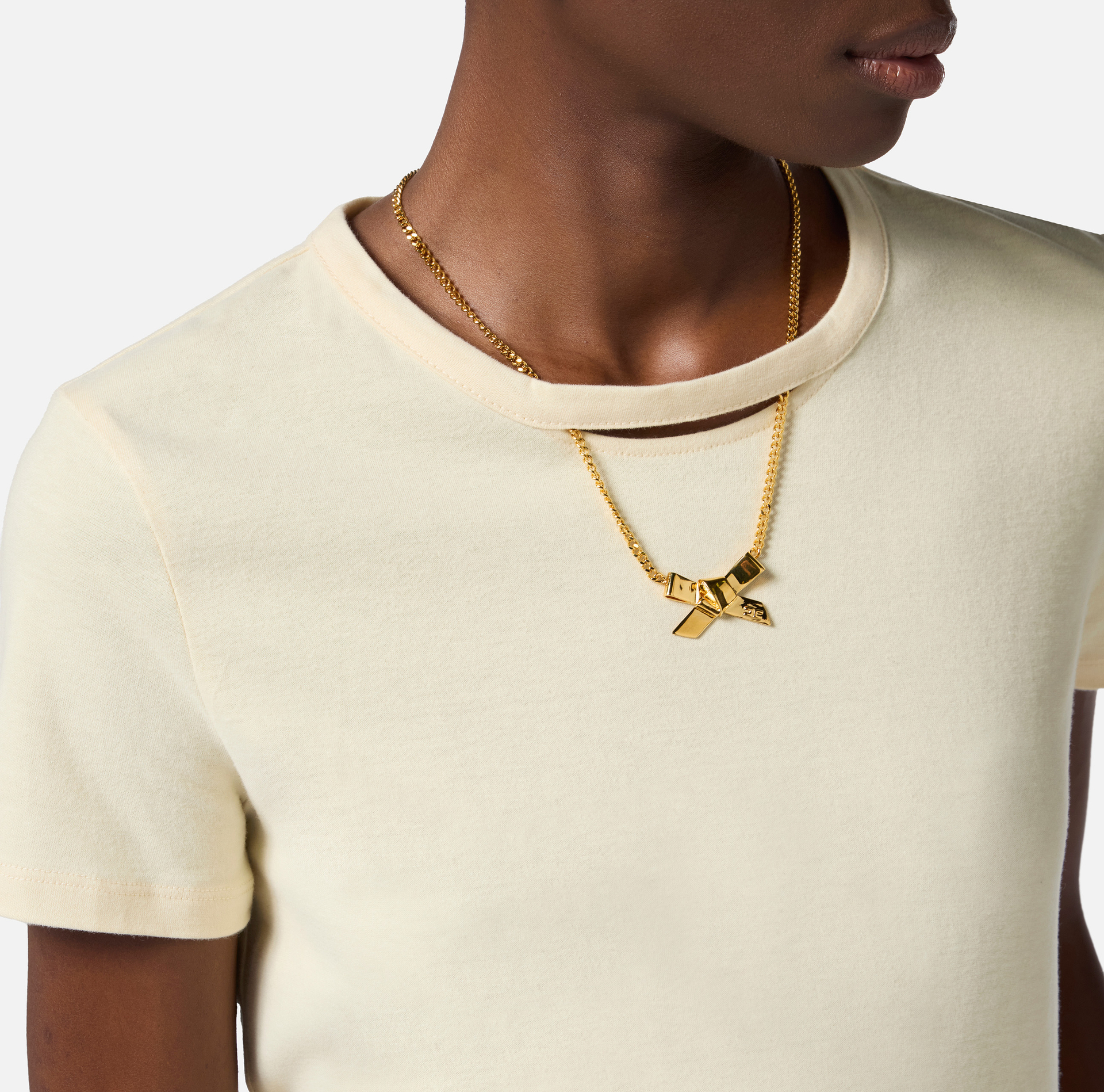 T-shirt in jersey con collana a fiocco - Elisabetta Franchi
