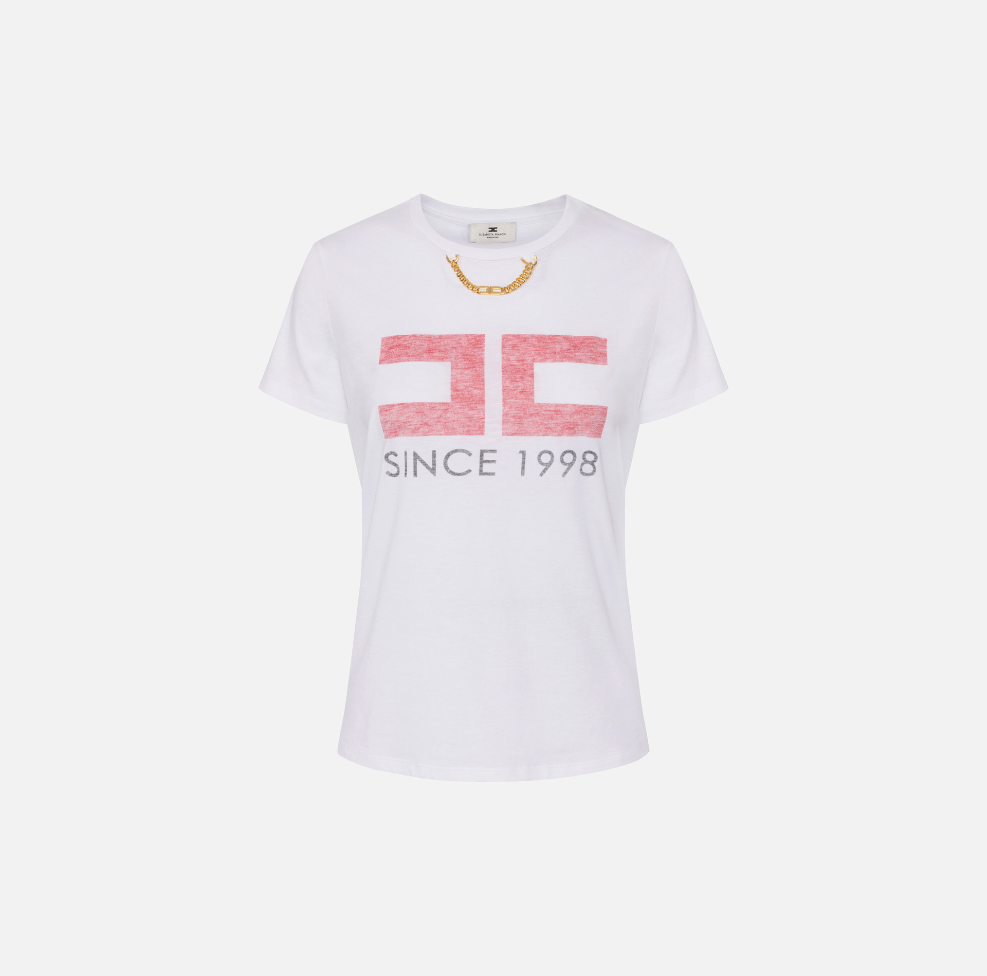 T-shirt in jersey con stampa e catenella - ABBIGLIAMENTO - Elisabetta Franchi