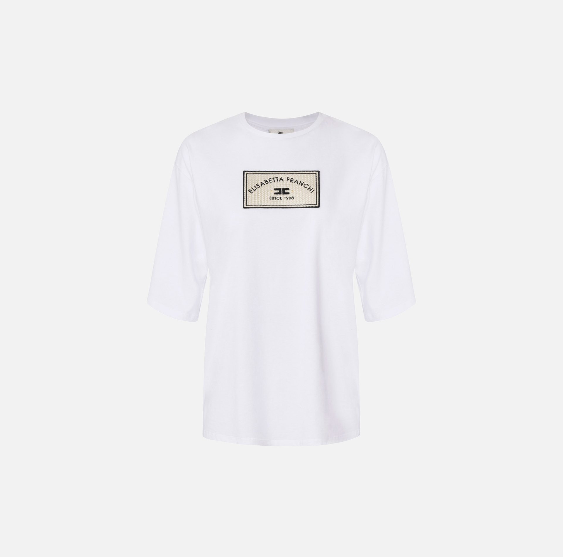 T-shirt z dżerseju z naszywką z logo - ABBIGLIAMENTO - Elisabetta Franchi