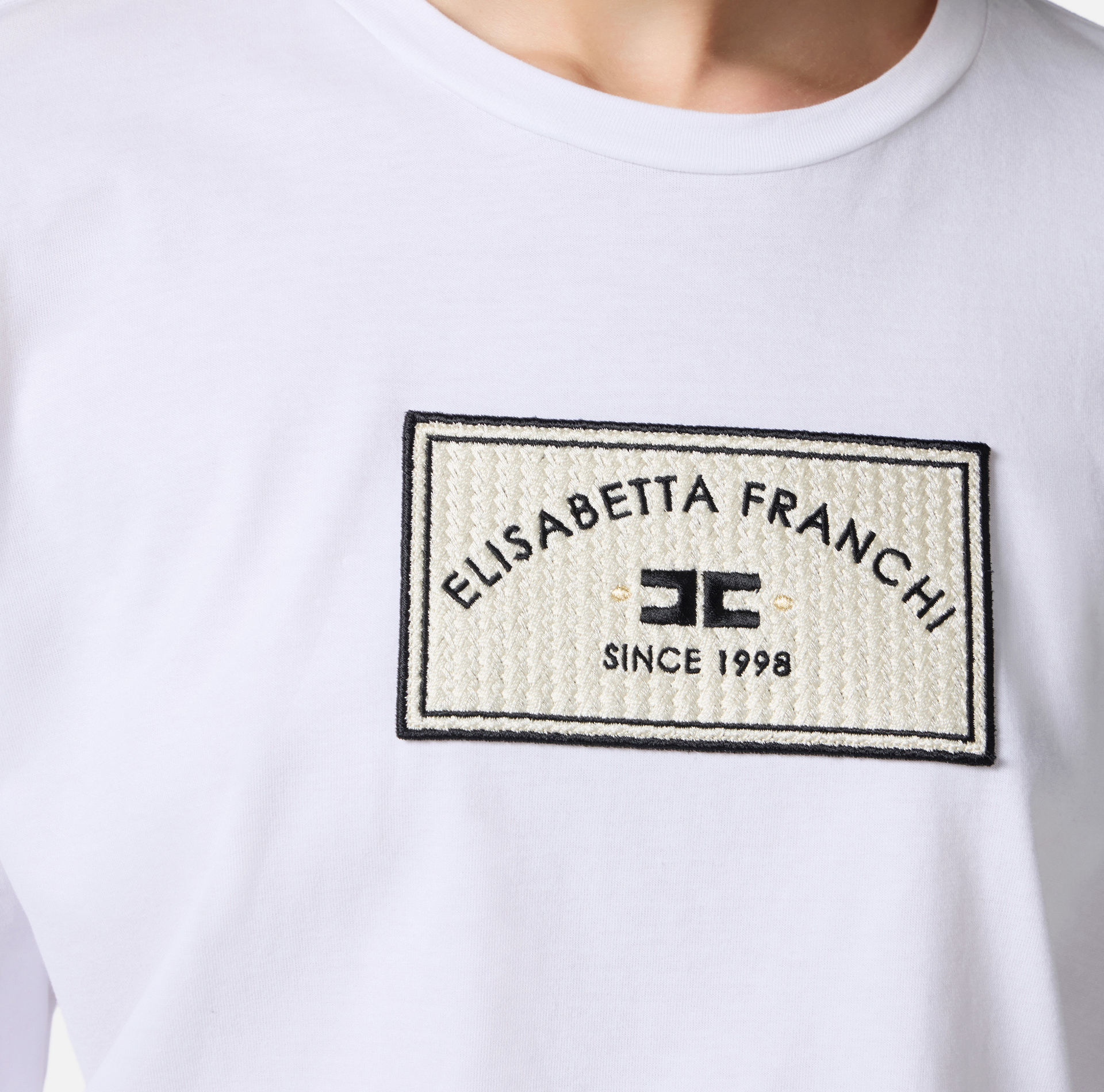 T-shirt in jersey con patch logo - Elisabetta Franchi