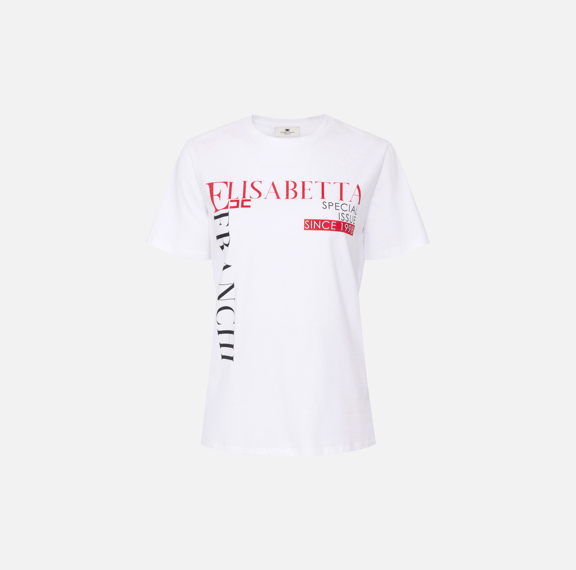 T-shirt z dżerseju z nadrukowanym napisem z logo - ABBIGLIAMENTO - Elisabetta Franchi