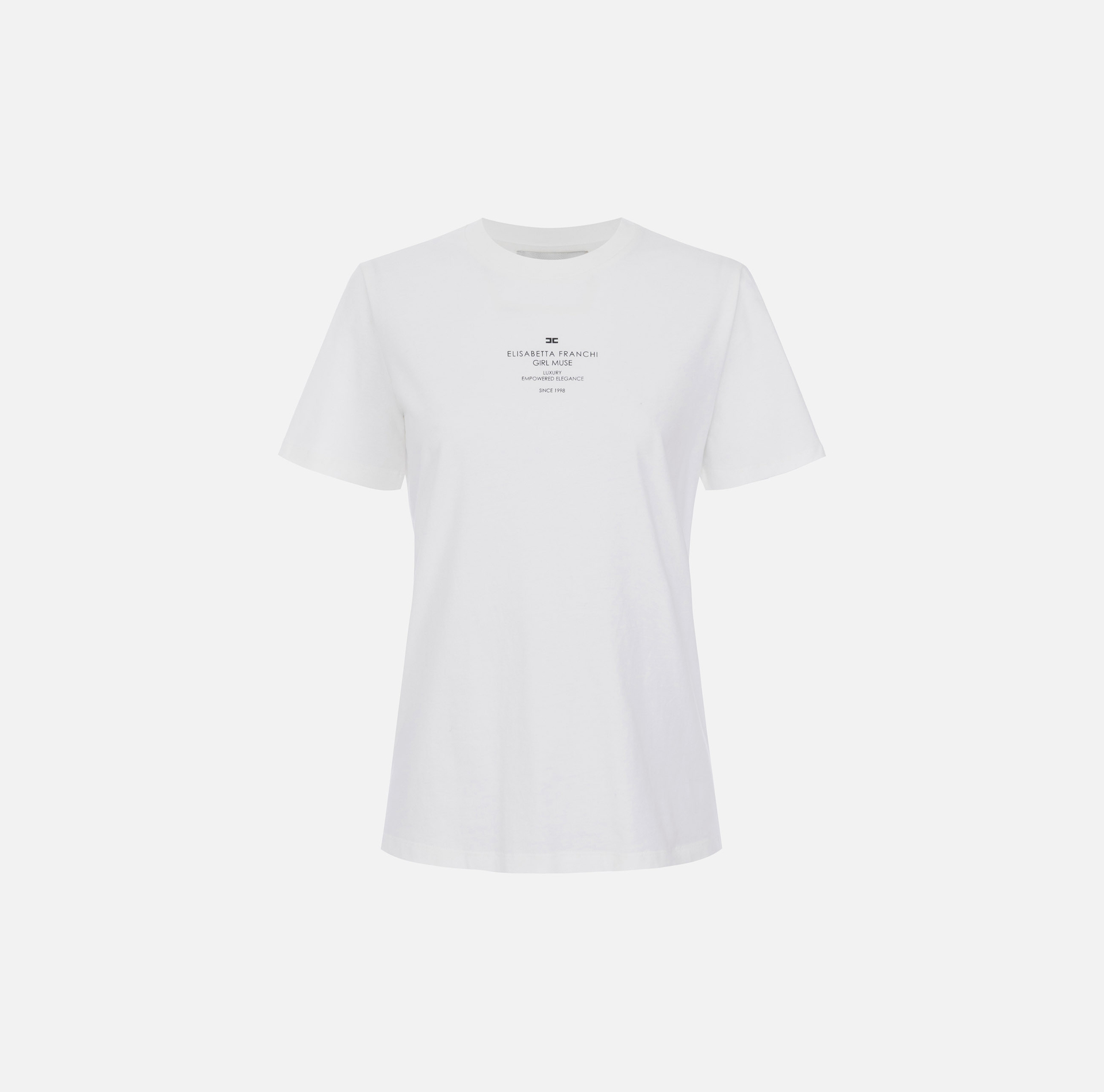 T-shirt van katoentricot met print - Elisabetta Franchi