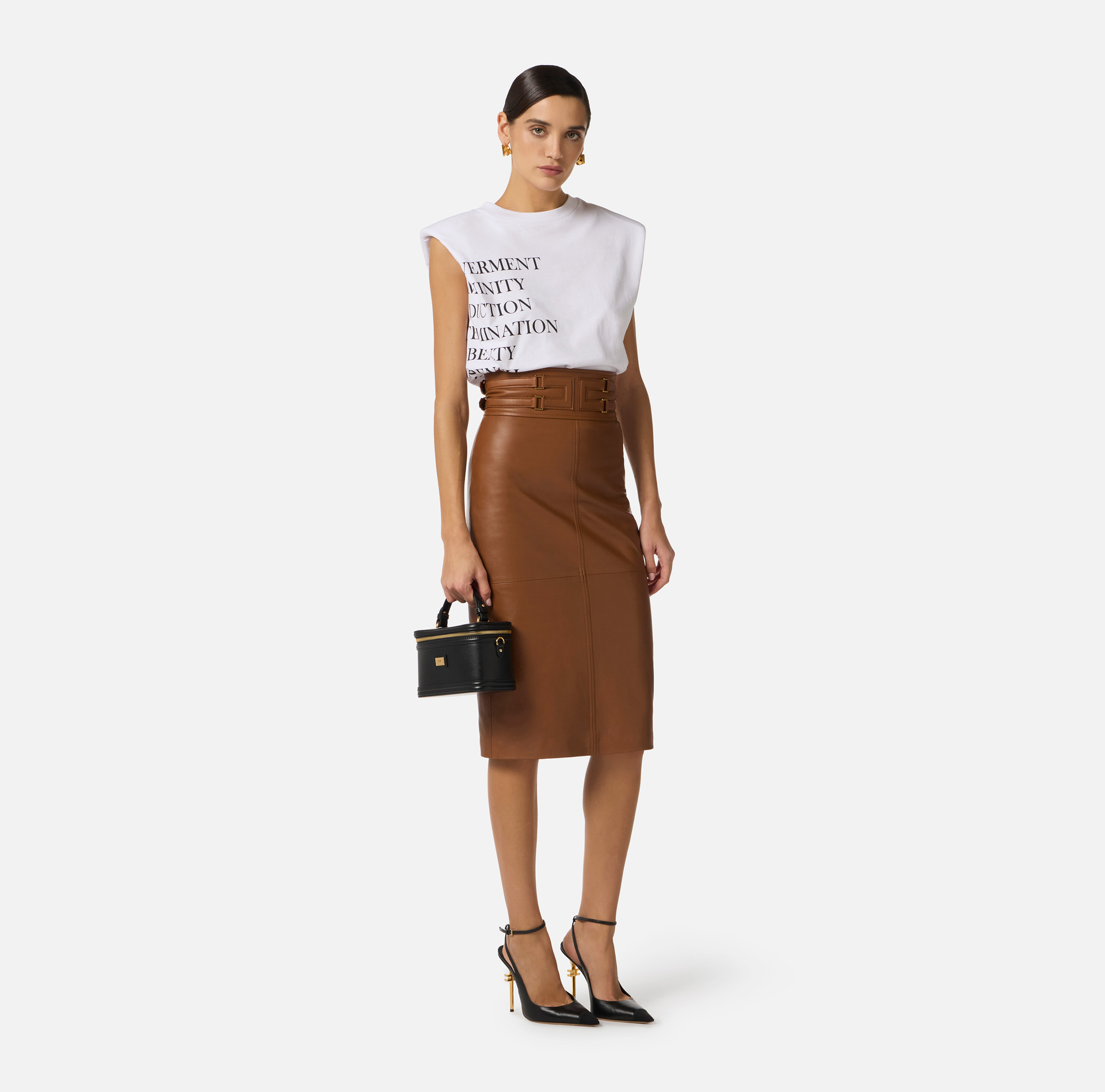 T-shirt z dżerseju z nadrukowanym napisem z logo - Elisabetta Franchi