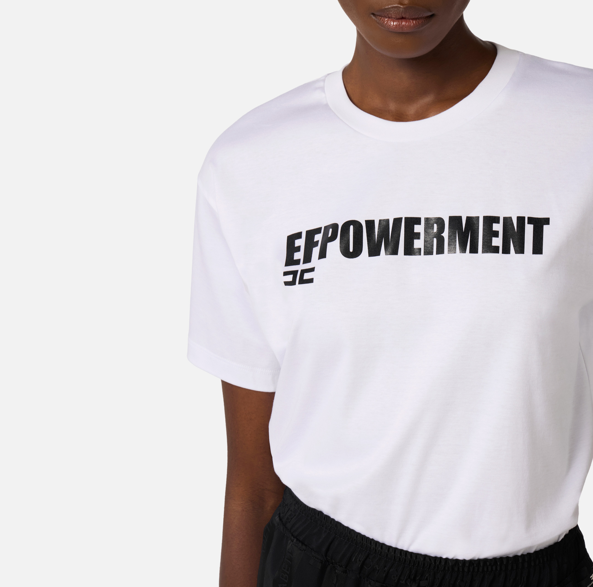 T-shirt z dżerseju ze ściągaczem - Elisabetta Franchi