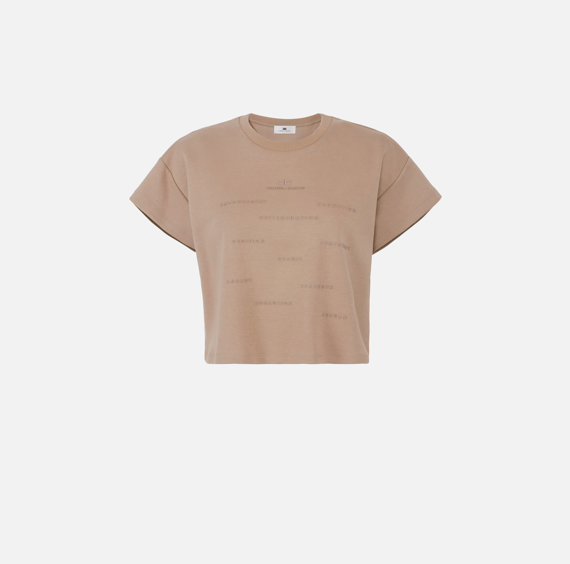 T-shirt z dżerseju z nadrukowanym napisem z logo - Elisabetta Franchi