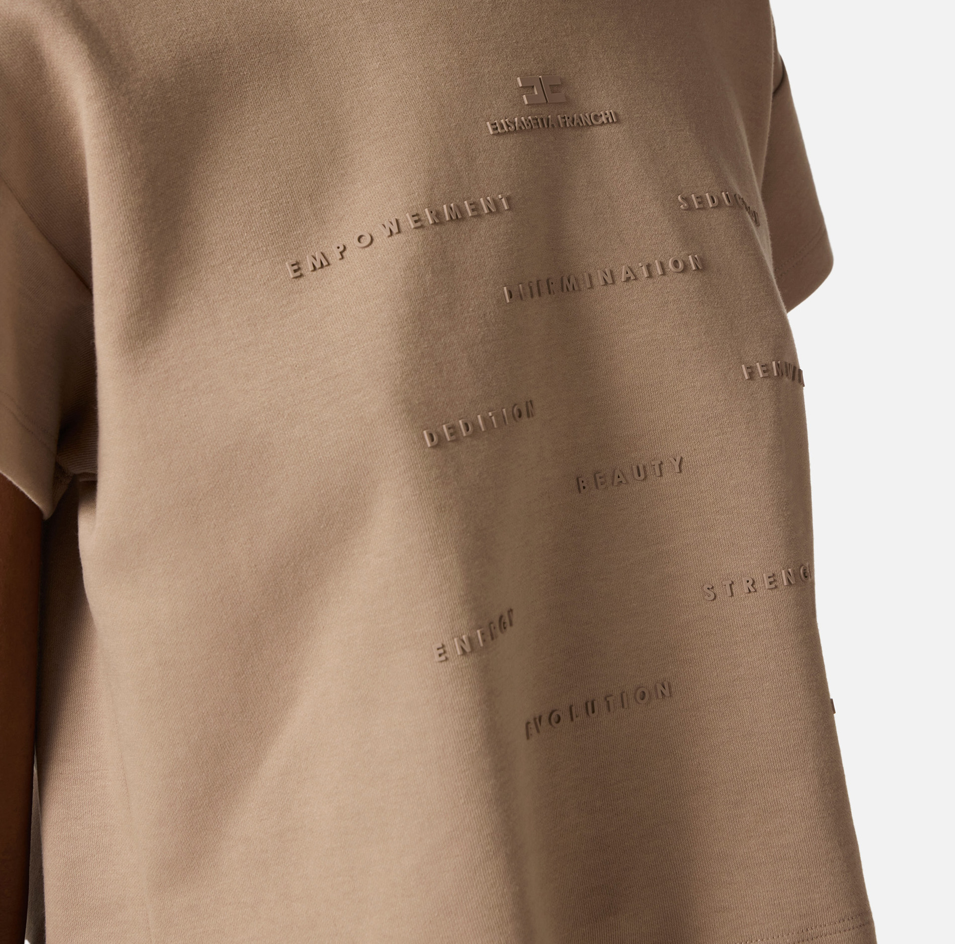 T-shirt z dżerseju z nadrukowanym napisem z logo - Elisabetta Franchi