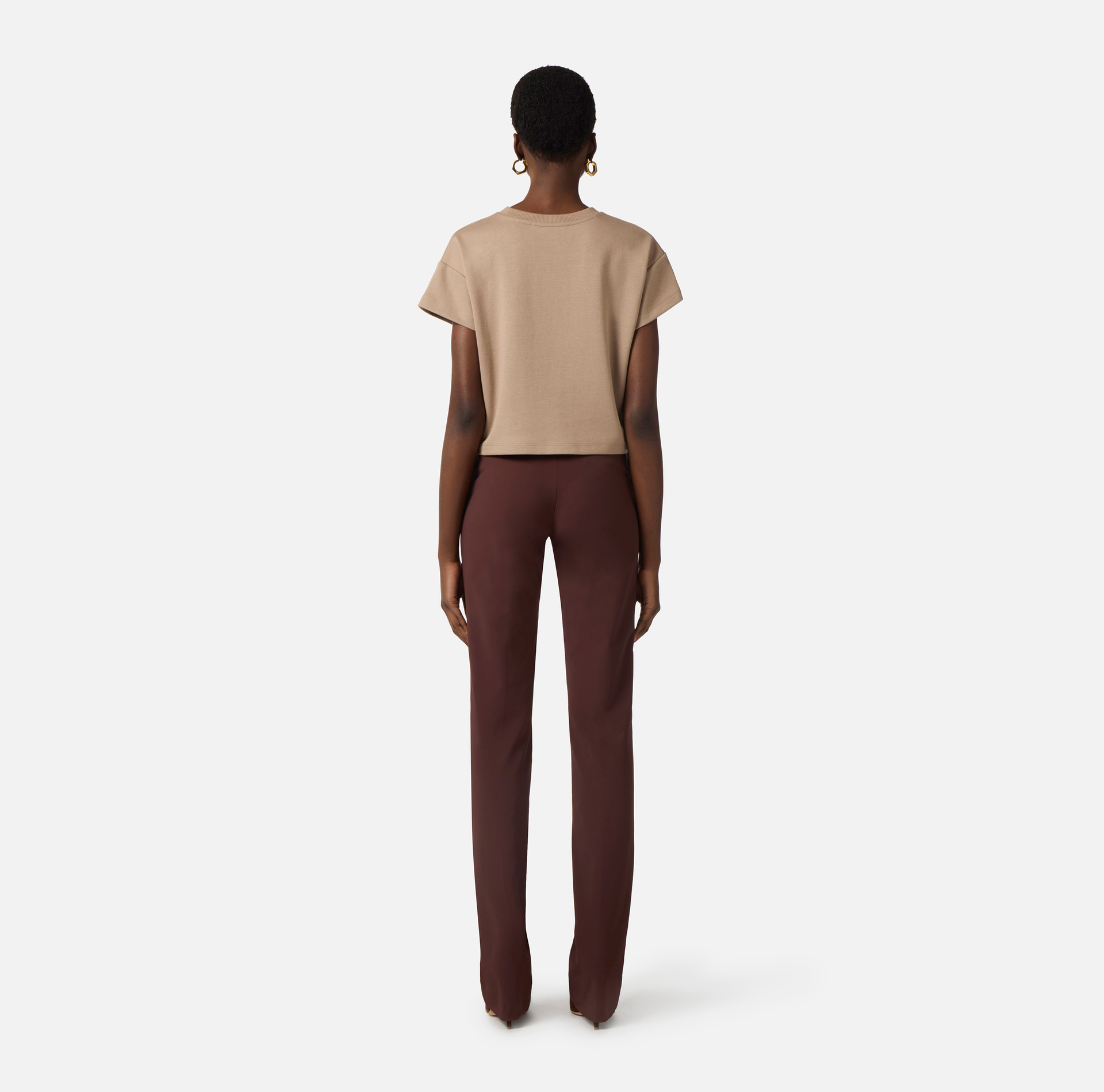 T-shirt z dżerseju z nadrukowanym napisem z logo - Elisabetta Franchi