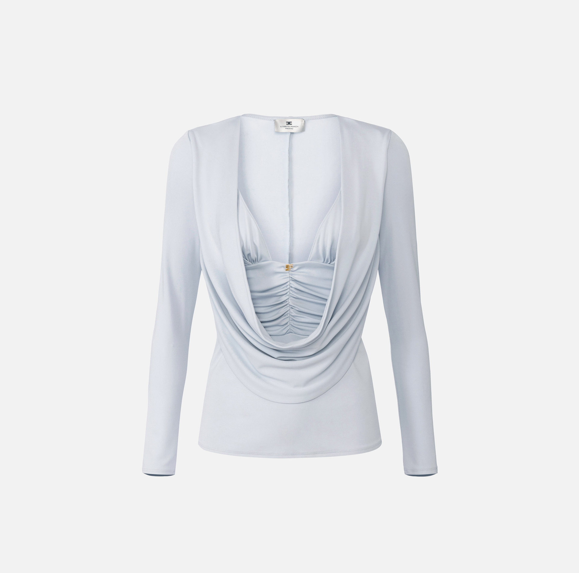 Maglia in jersey crêpe con logo gioiello - Elisabetta Franchi