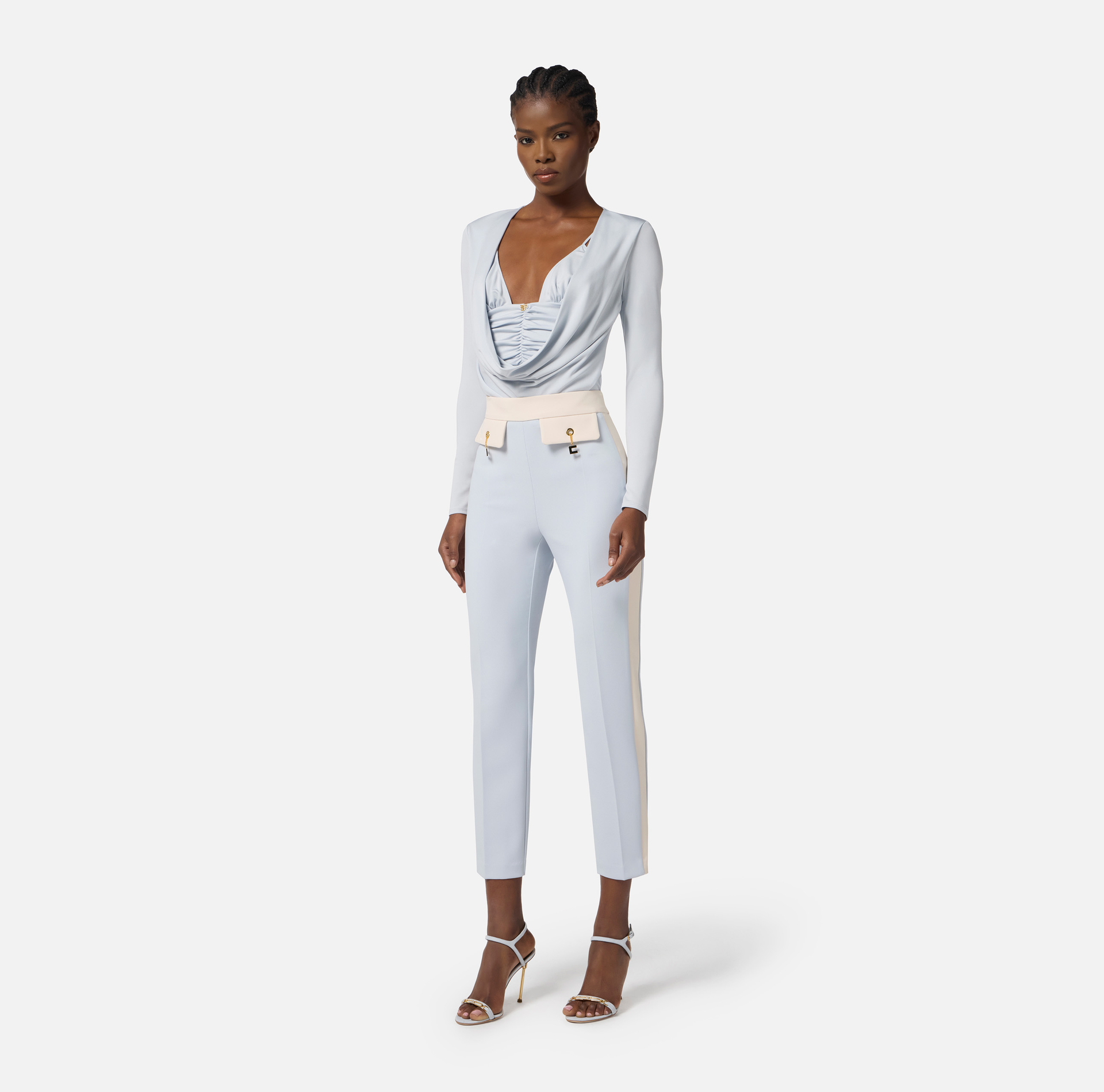 Maglia in jersey crêpe con logo gioiello - Elisabetta Franchi