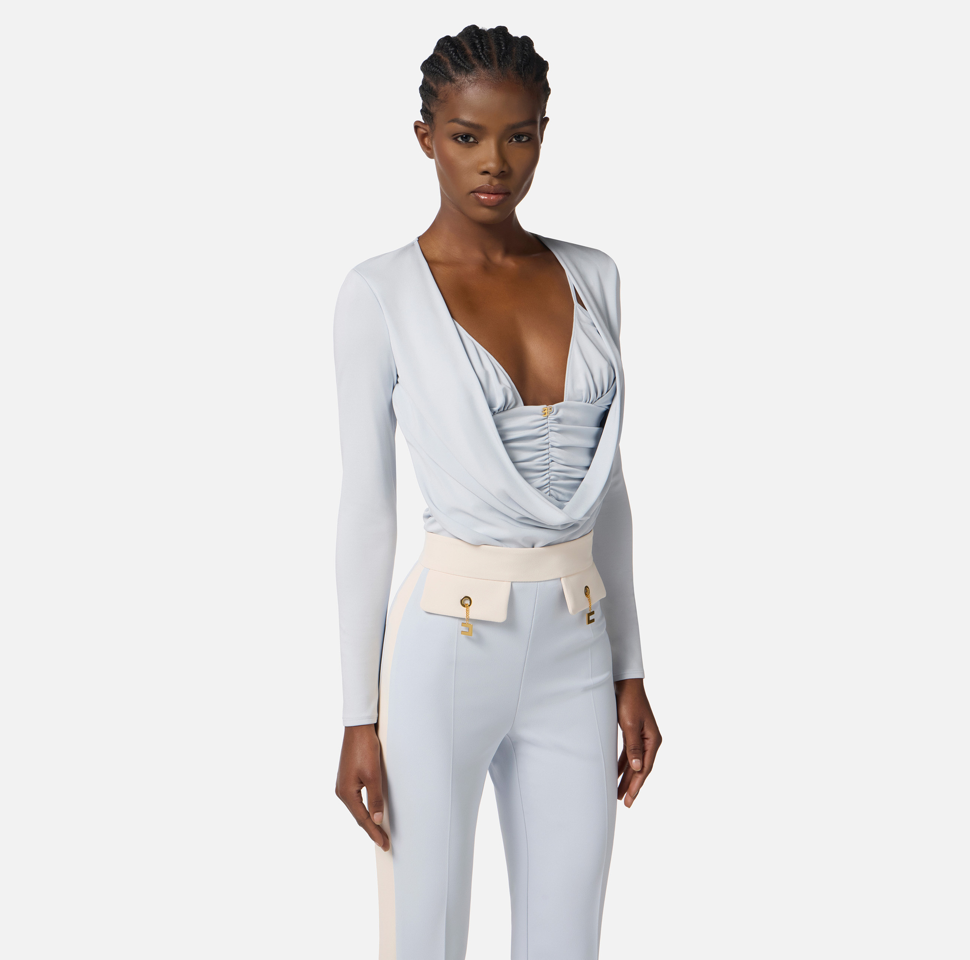 Maglia in jersey crêpe con logo gioiello - Elisabetta Franchi